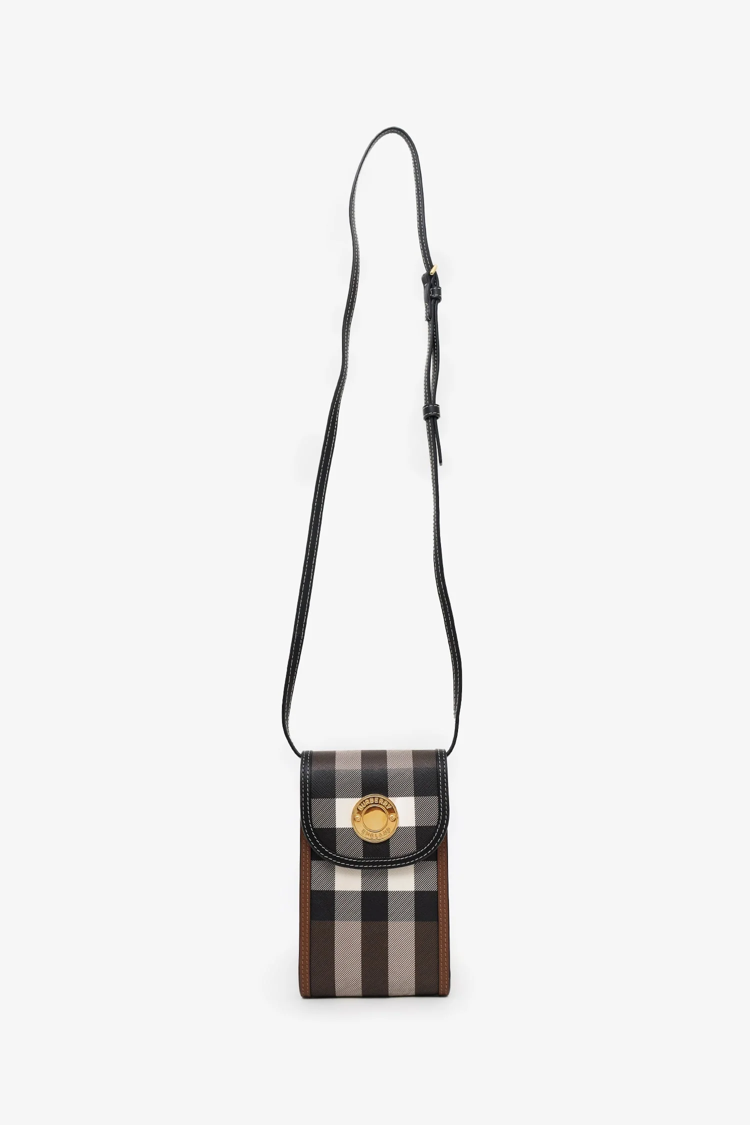 Burberry Brown Elizabeth Check Phone Pouch Shoulder Bag - Image 7