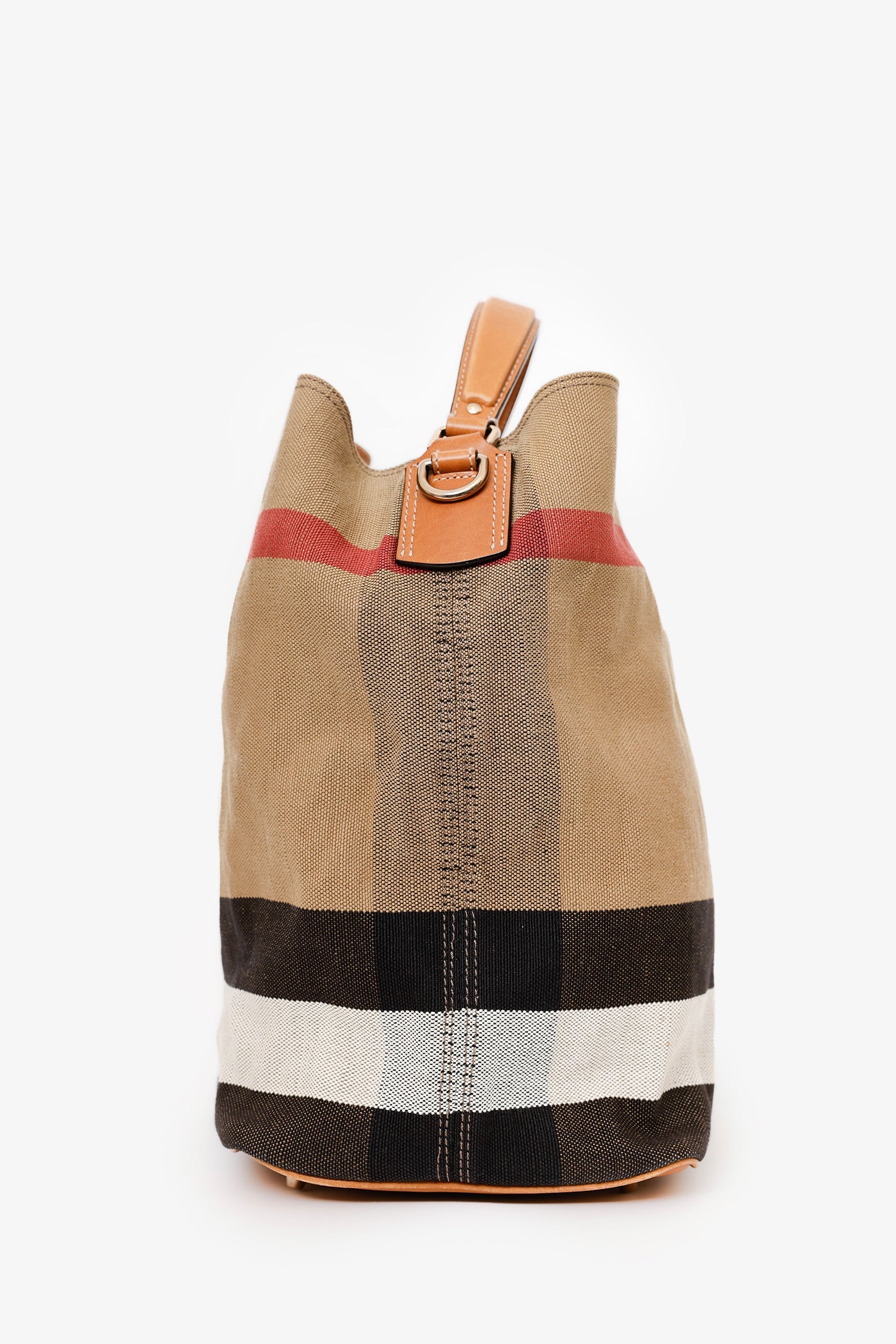 Burberry Brown House Check Canvas Ashby Bucket Bag With Pouch - Image 3