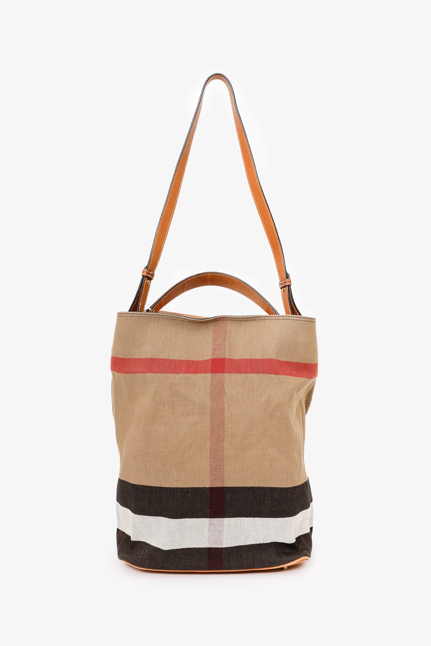 Burberry Brown House Check Canvas Ashby Bucket Bag With Pouch - Image 7