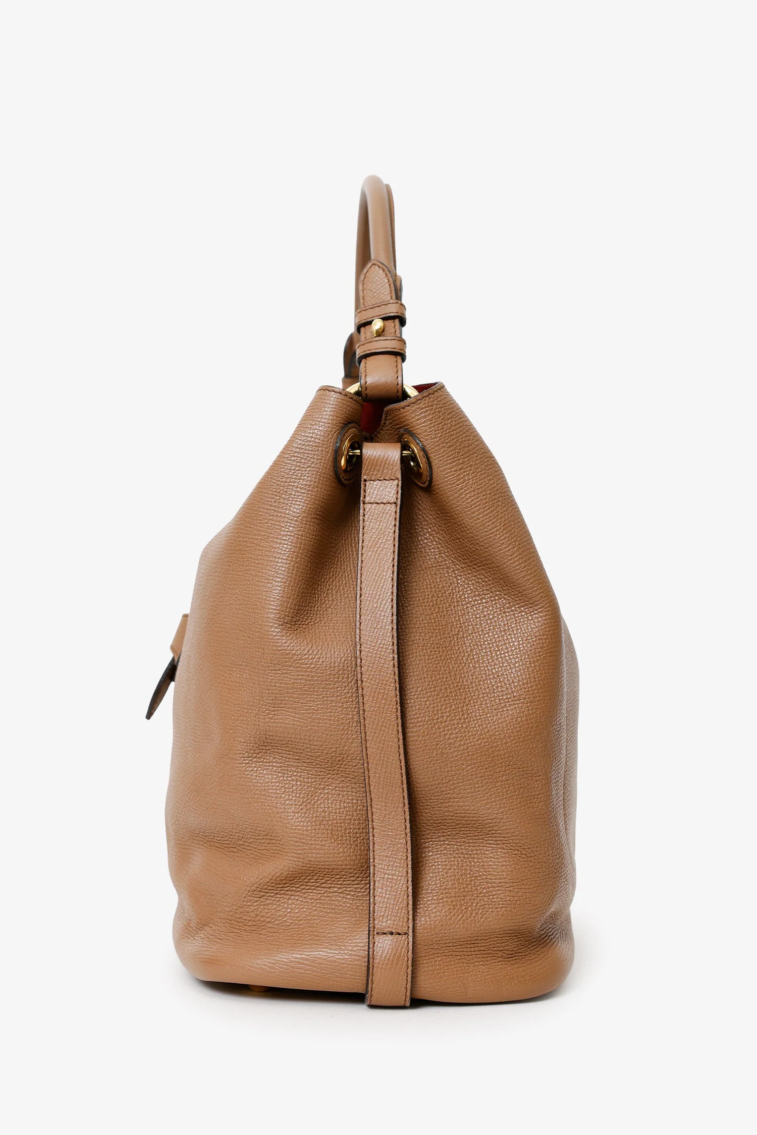 Burberry Brown Leather Medium Buckle Sycamore Hobo - Image 4