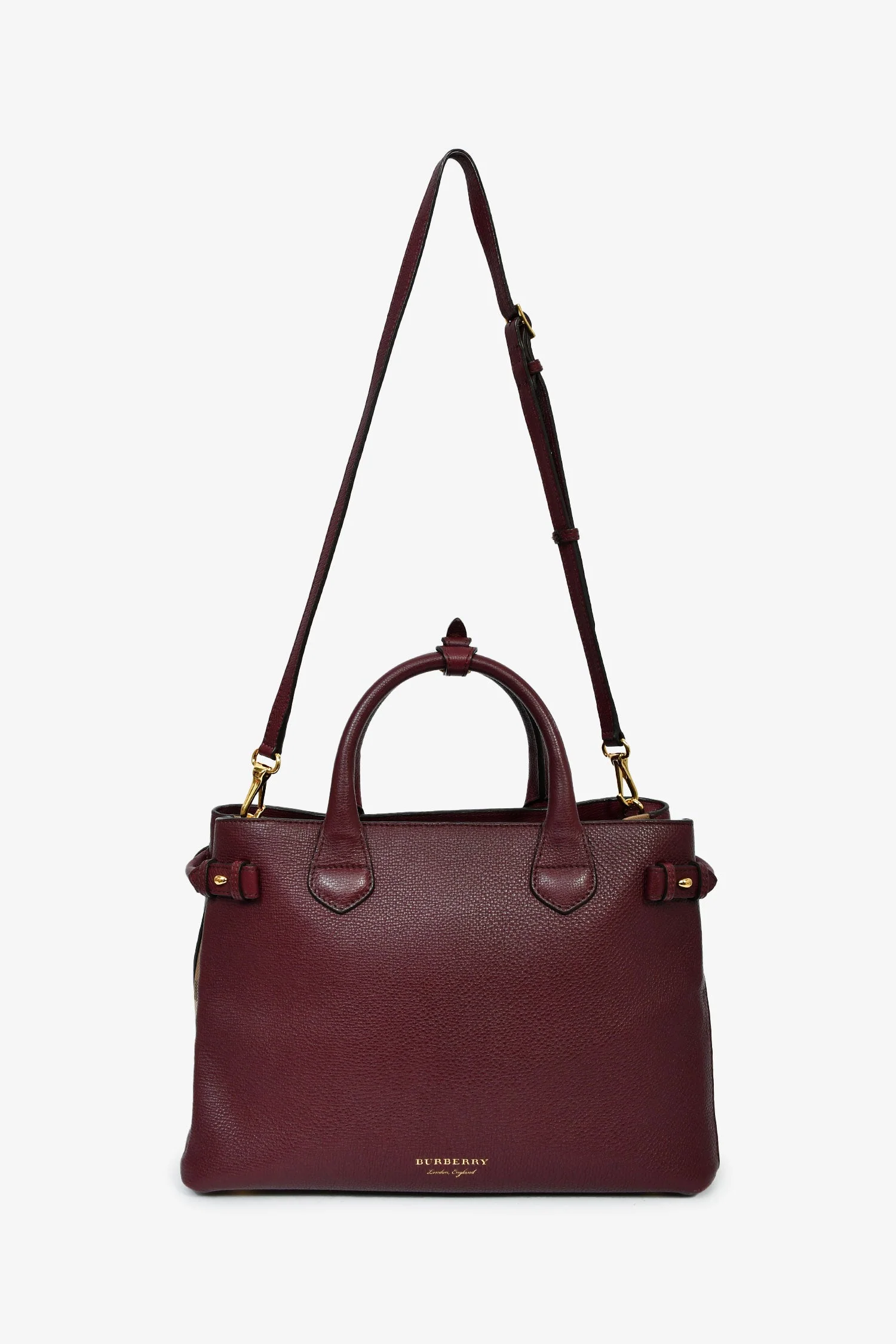 Burberry Burgundy Leather Banner Shoulder Bag - Image 7