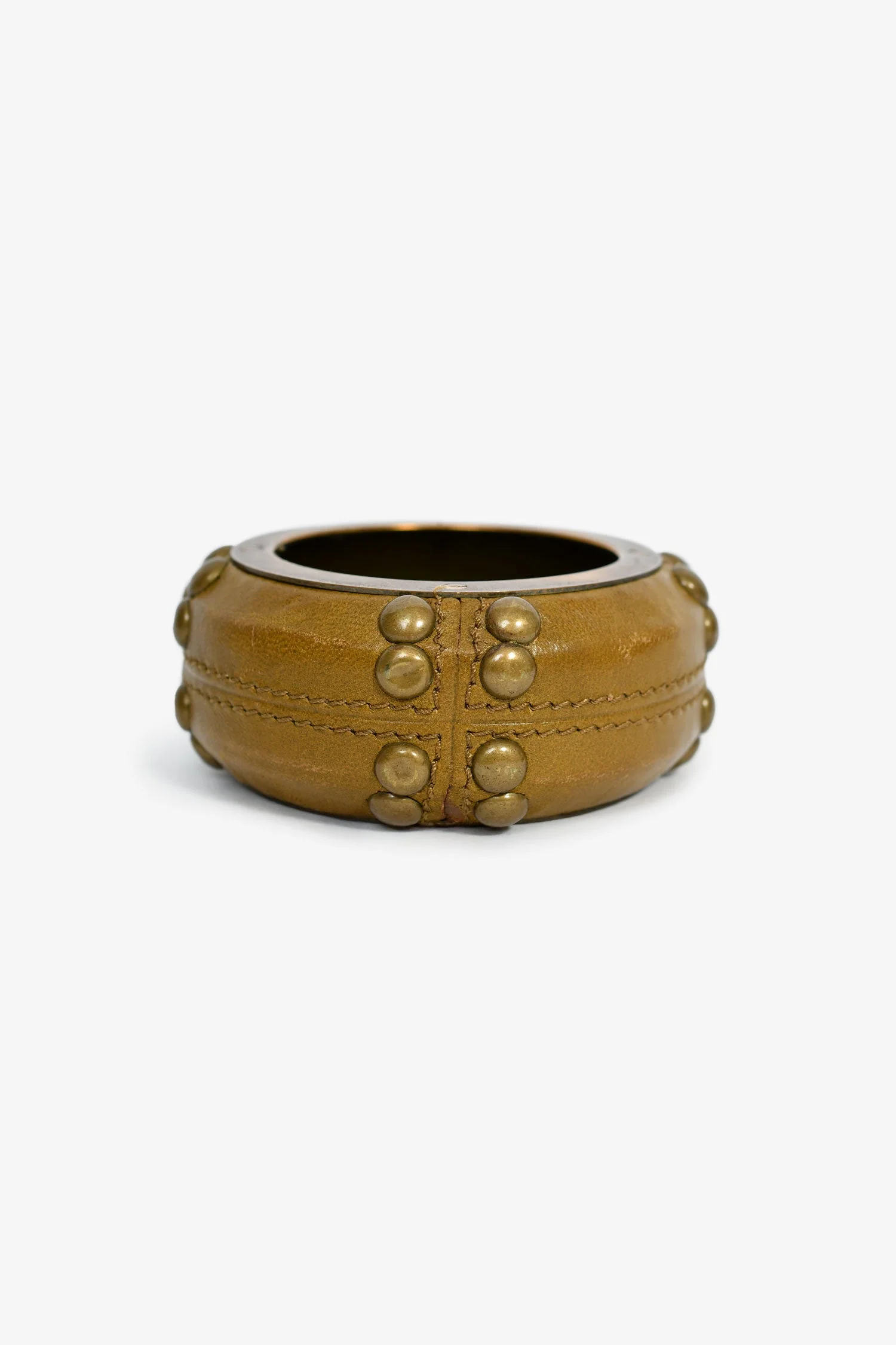 Burberry Green Leather Studded Bangle - Image 3