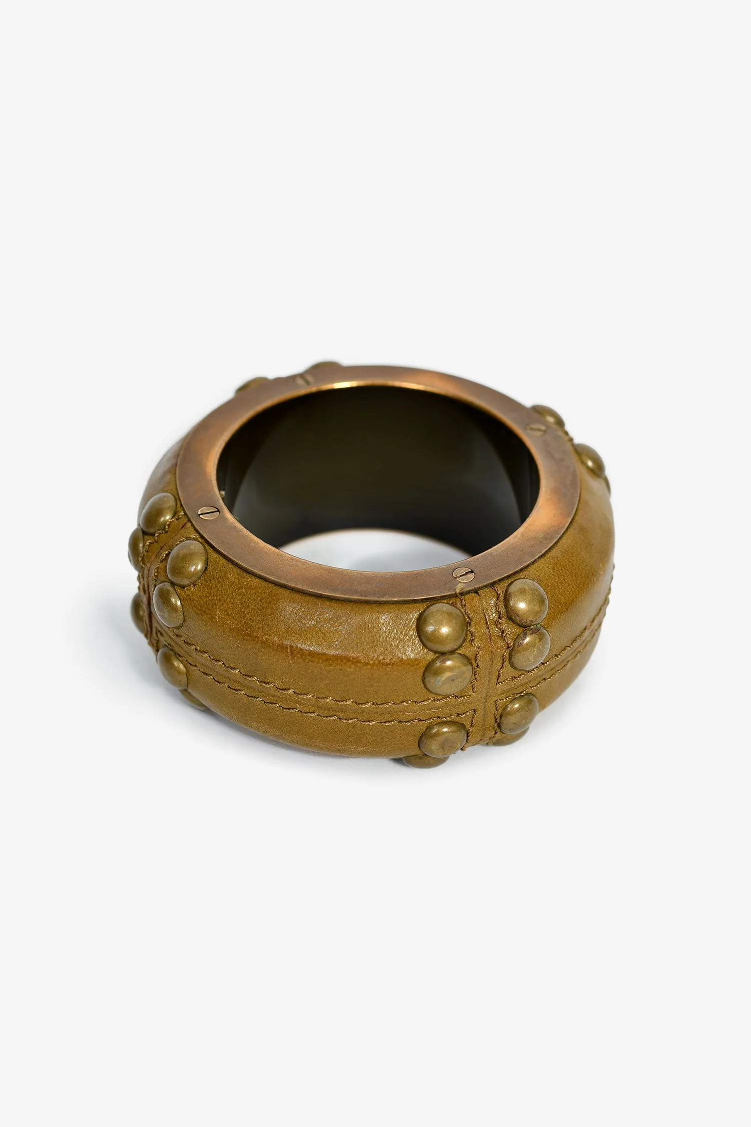 Burberry Green Leather Studded Bangle - Image 4