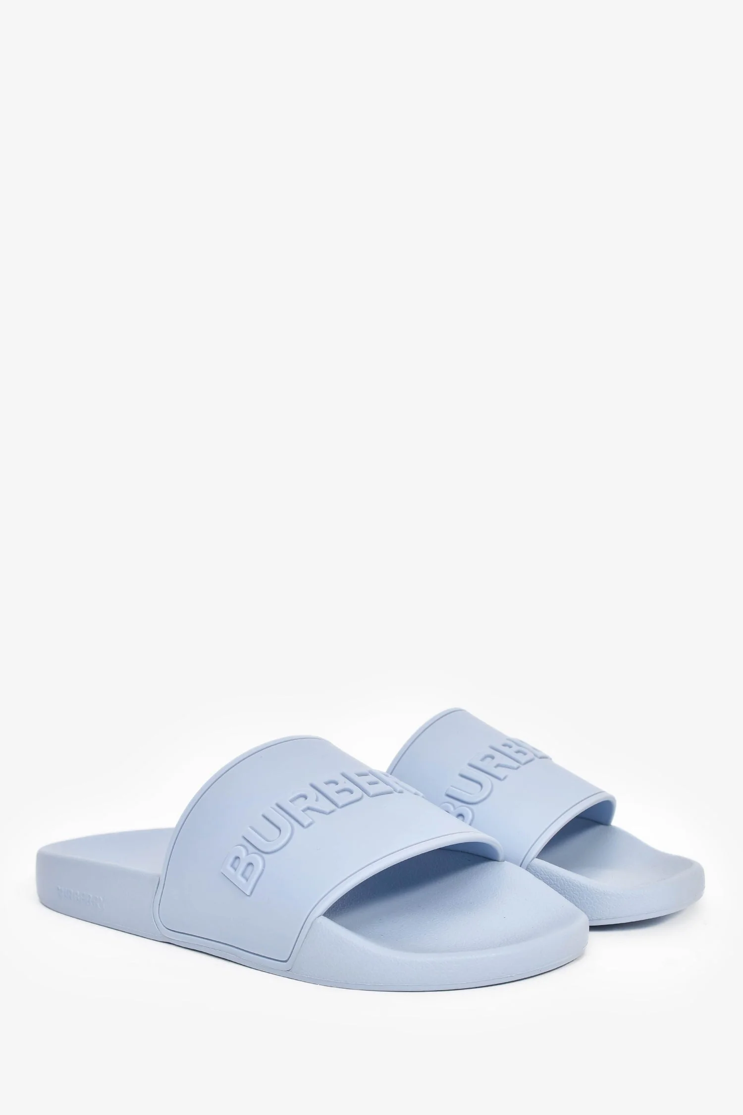 Burberry Light Blue Rubber Logo Slides Size 42 Mens - Image 2