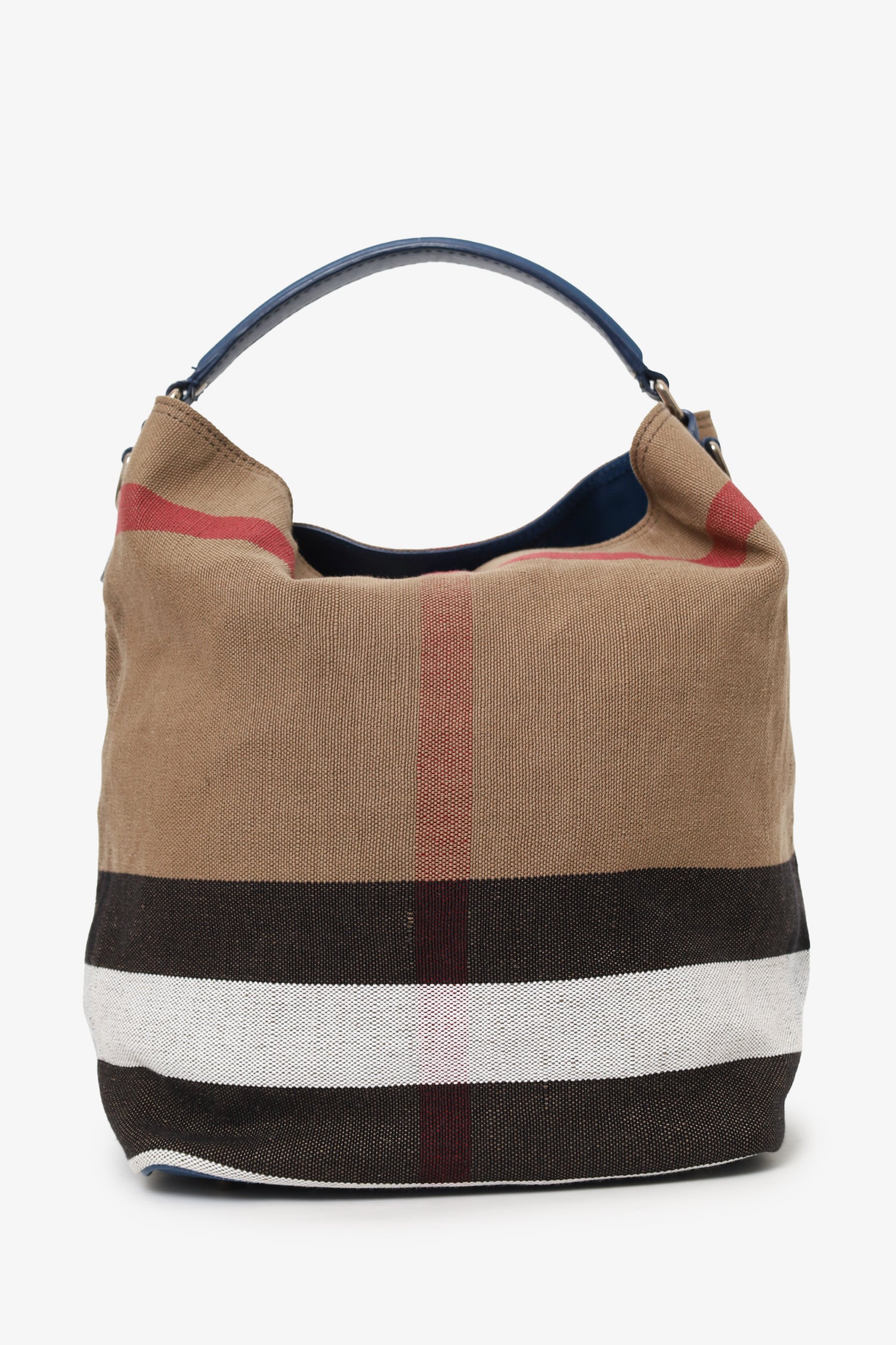 Burberry Nova Check/Navy Linen/Leather 'Ashby' Bucket Bag With Strap - Image 2