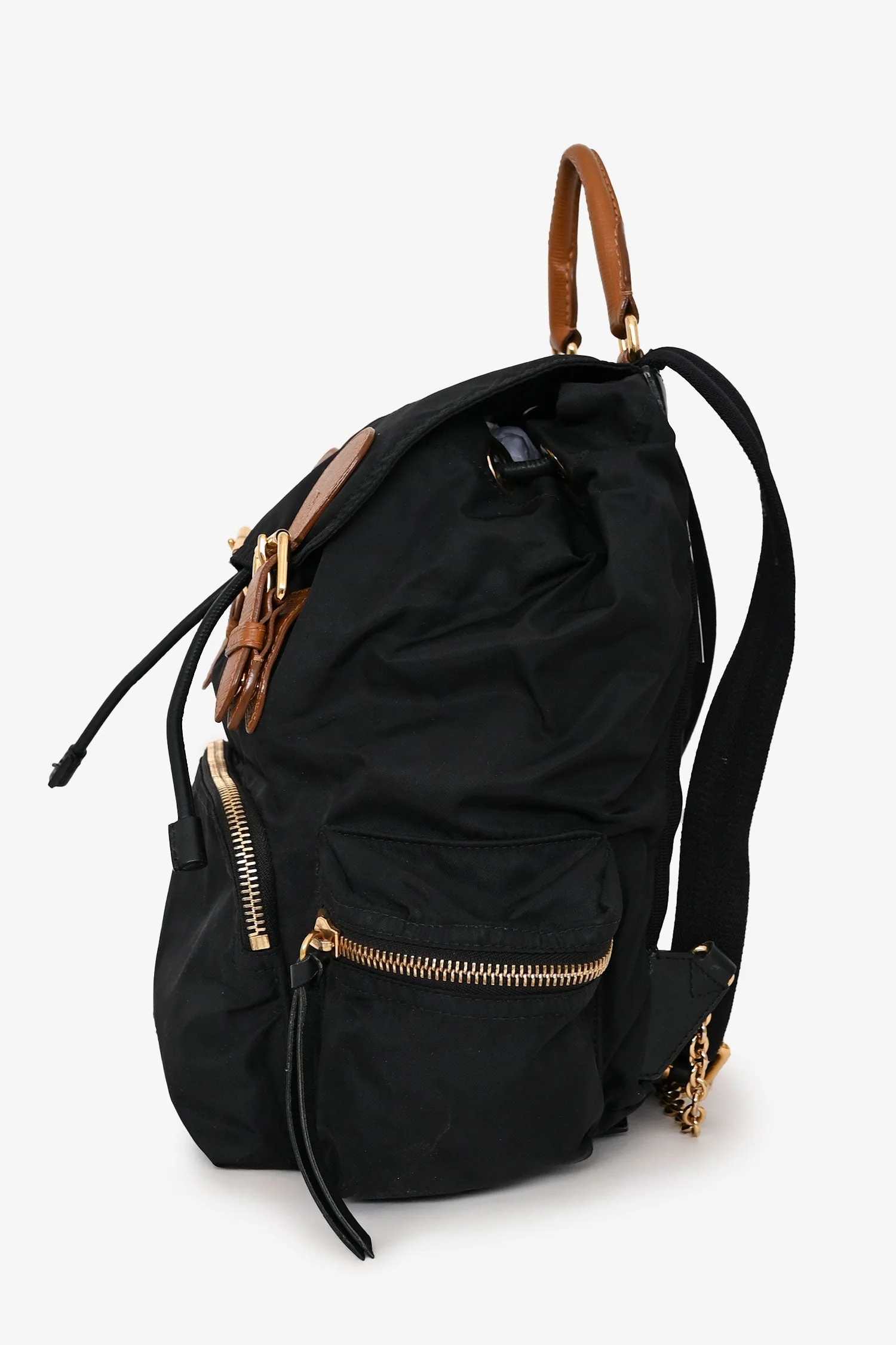 Burberry Nylon Black/Brown Leather Technical Backpack - Image 4