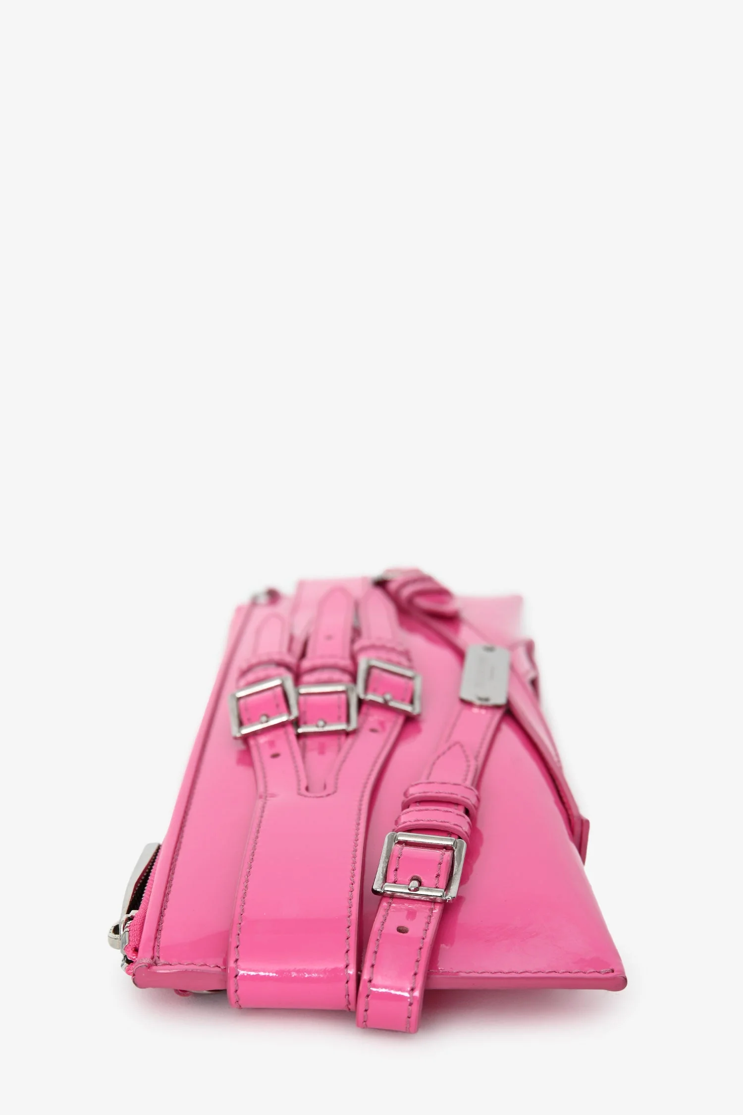 Burberry Prorsum Hot Pink Patent Buckle Detail 'Bridle' Long Zip Clutch with Strap - Image 3