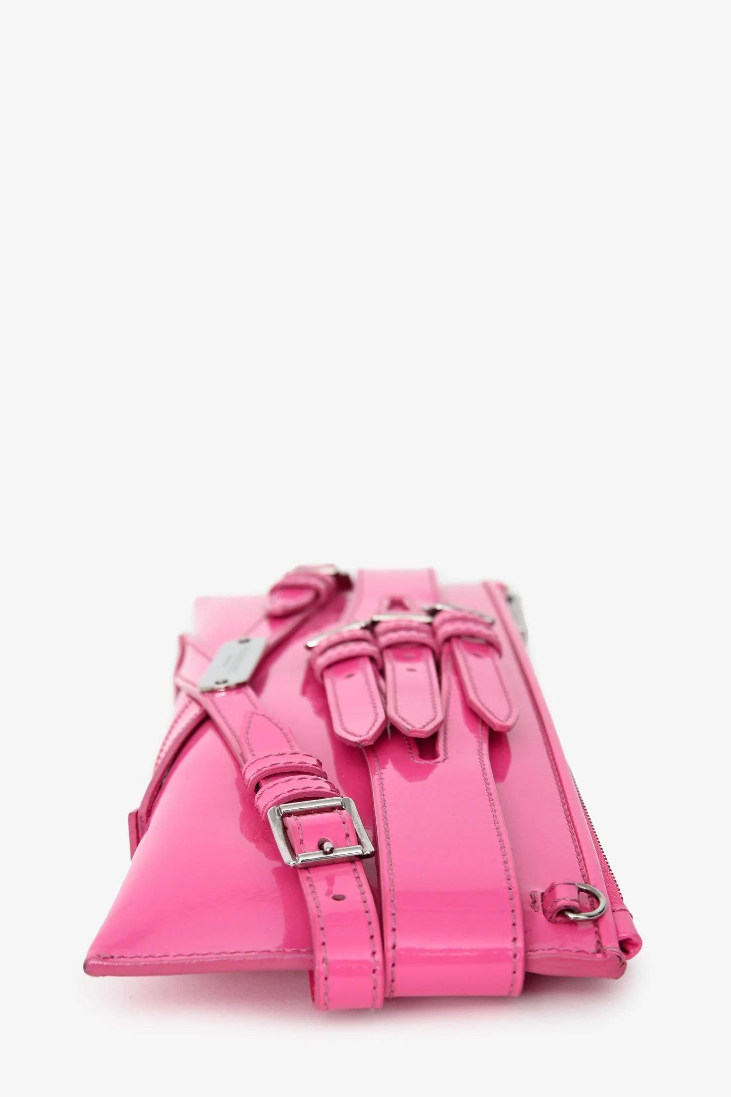 Burberry Prorsum Hot Pink Patent Buckle Detail 'Bridle' Long Zip Clutch with Strap - Image 4