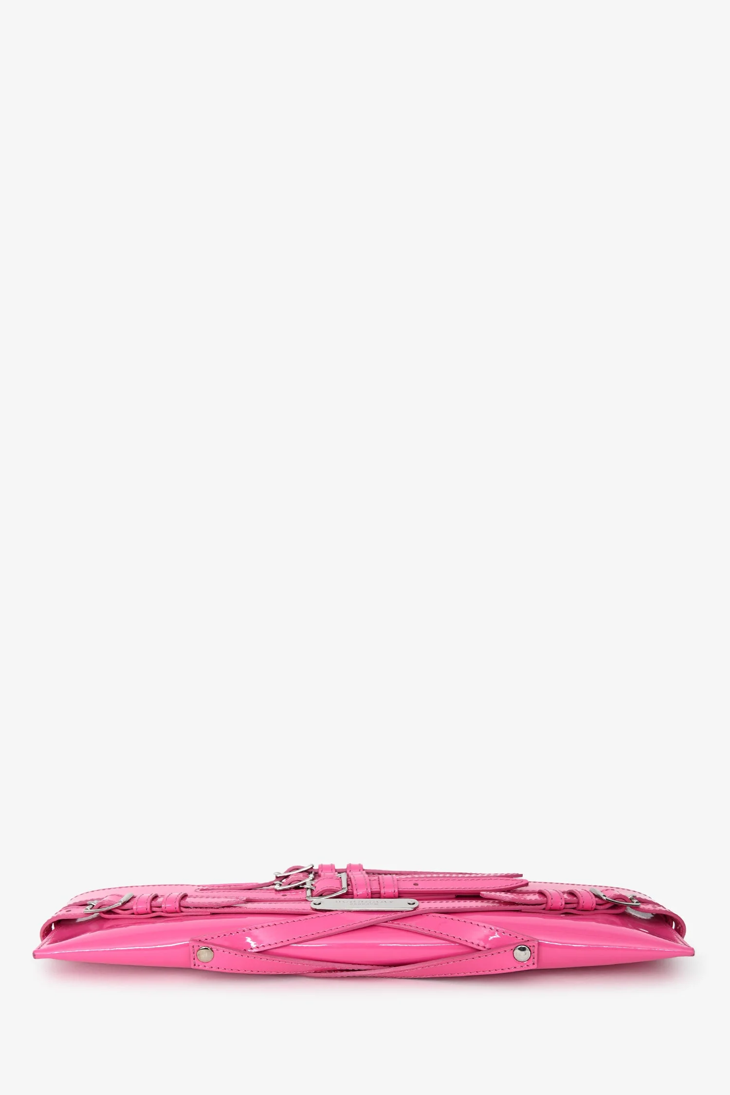 Burberry Prorsum Hot Pink Patent Buckle Detail 'Bridle' Long Zip Clutch with Strap - Image 5