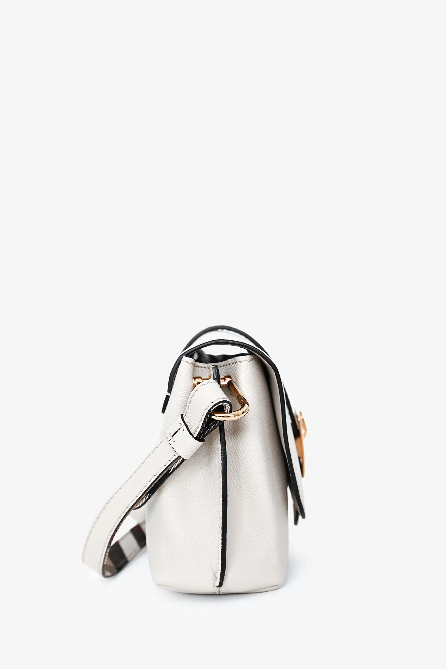 Burberry White Leather Buckle Crossbody Bag - Image 3