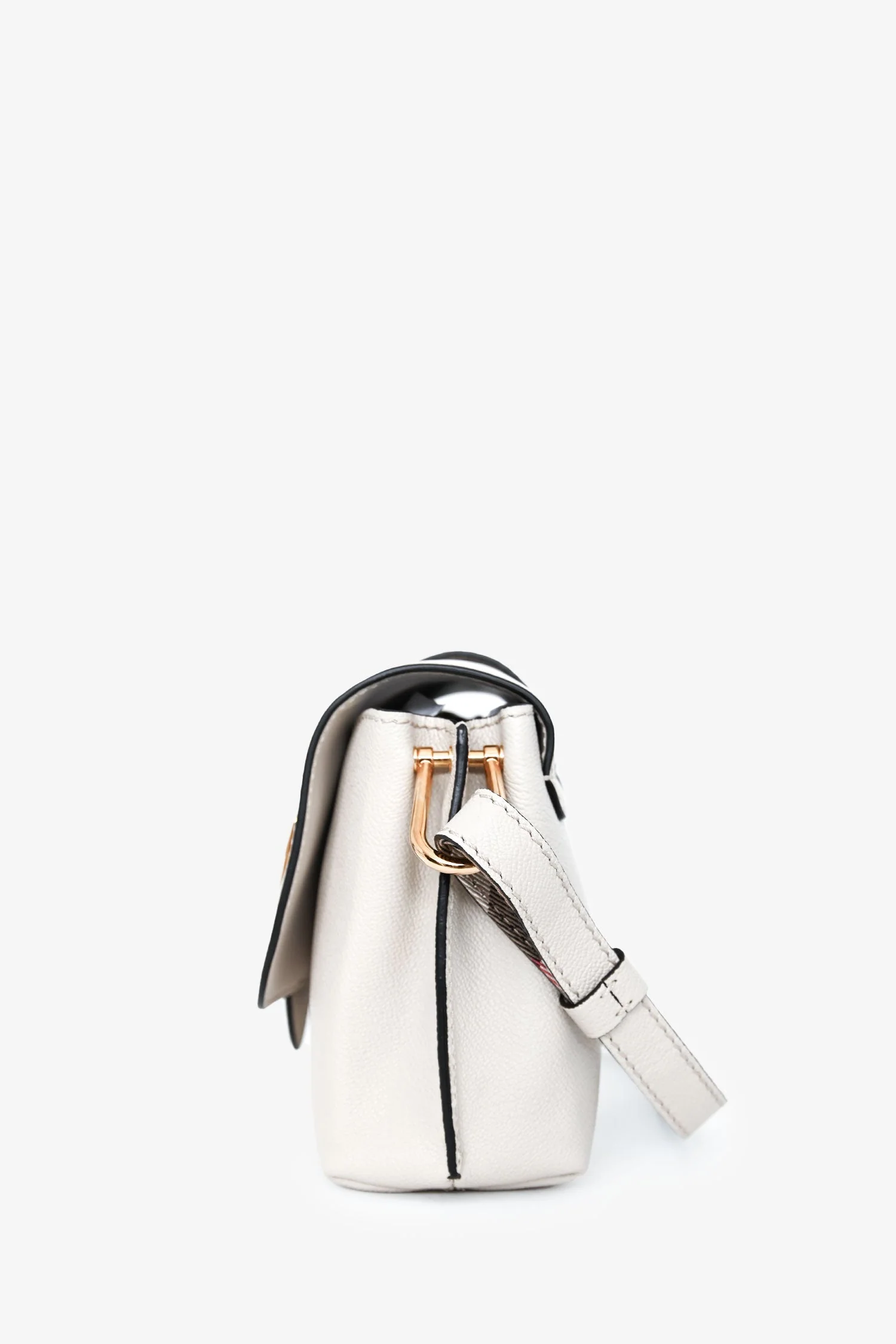 Burberry White Leather Buckle Crossbody Bag - Image 4
