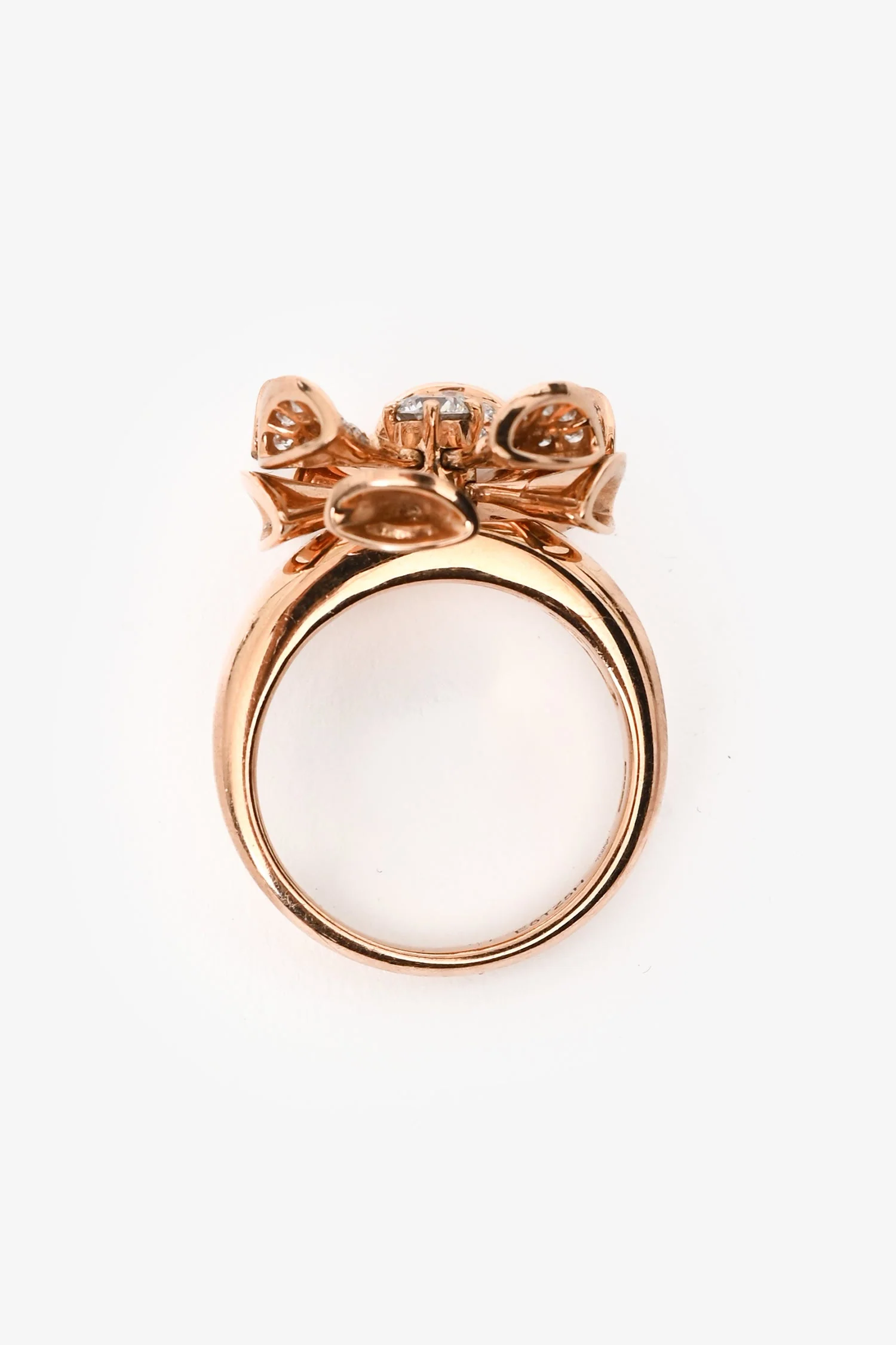 Bvlgari 18K Rose Gold Diamond Set Flower Ring - Image 3