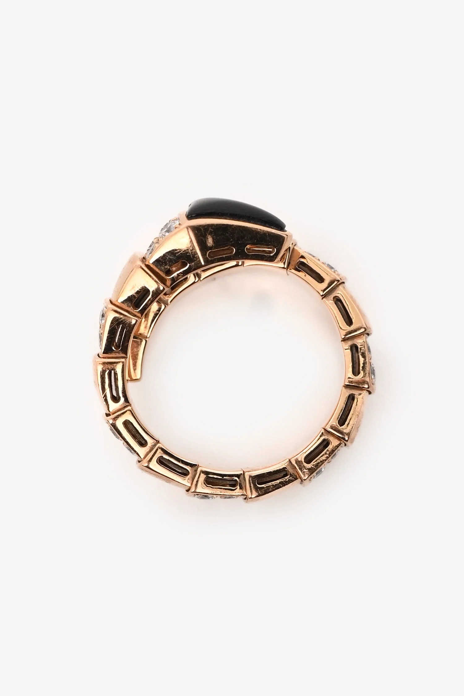 Bvlgari 18K Yellow Gold Diamond Set/Onyx Serpenti ring - Image 3