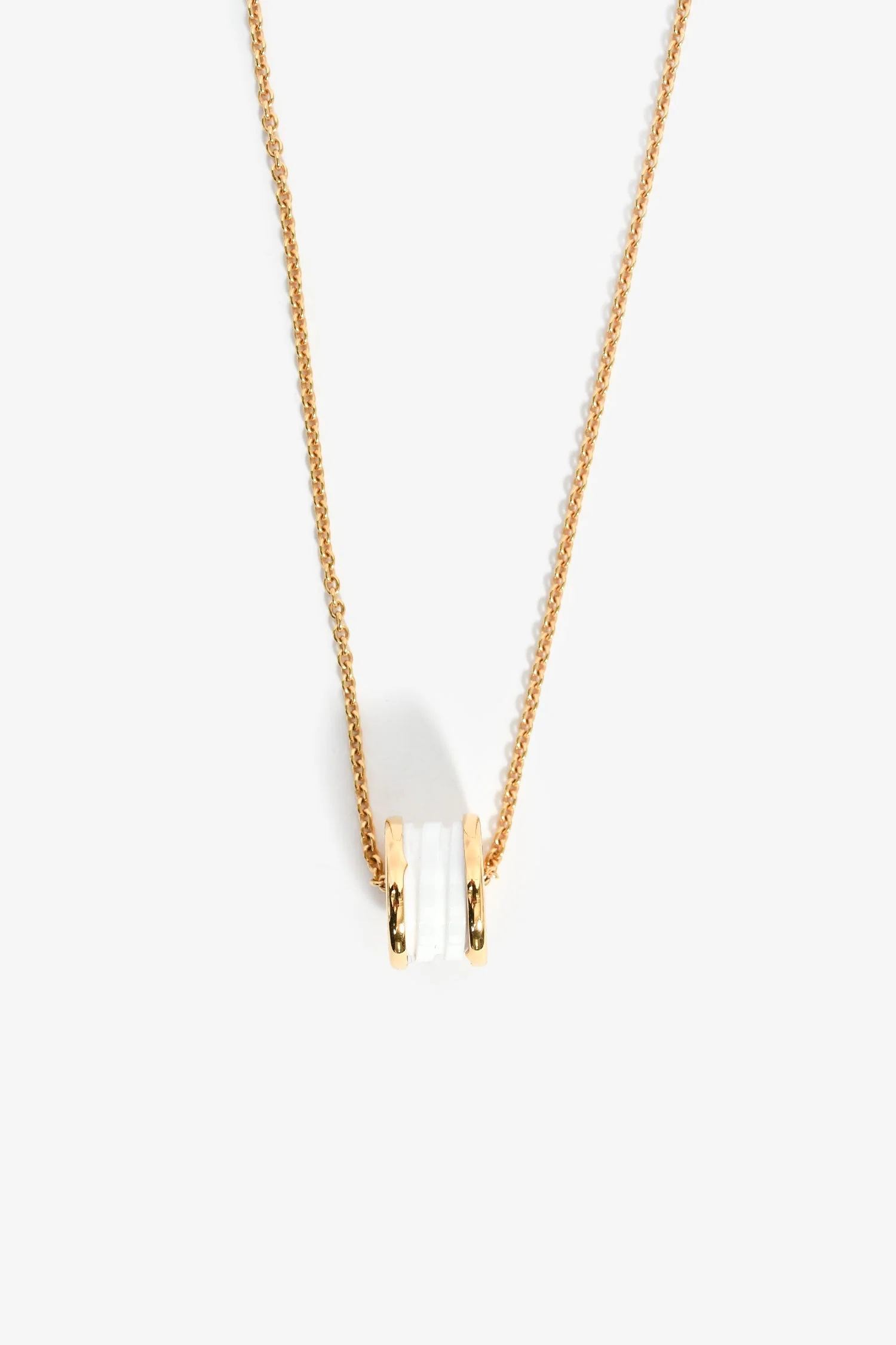 Bvlgari 18K Yellow Gold White Ceramic B.zero1 Necklace - Image 2