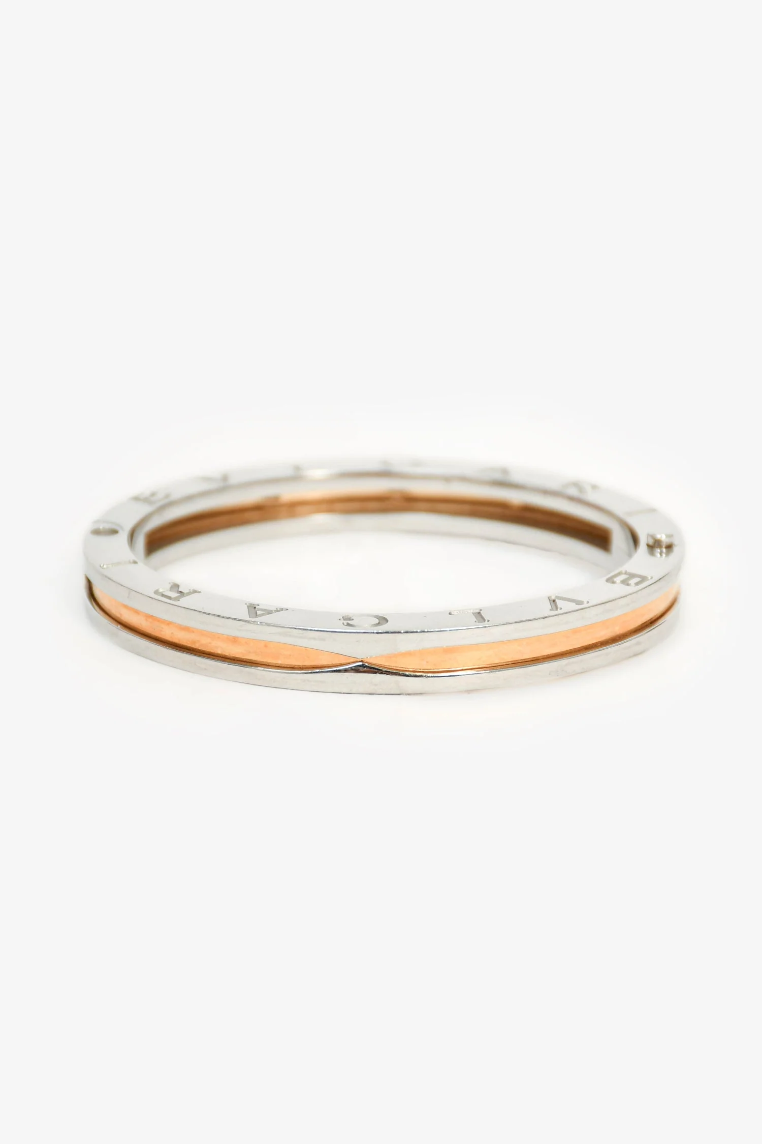 Bvlgari Stainless Steel/18K Yellow Gold B.Zero1 Bangle Bracelet - Image 3