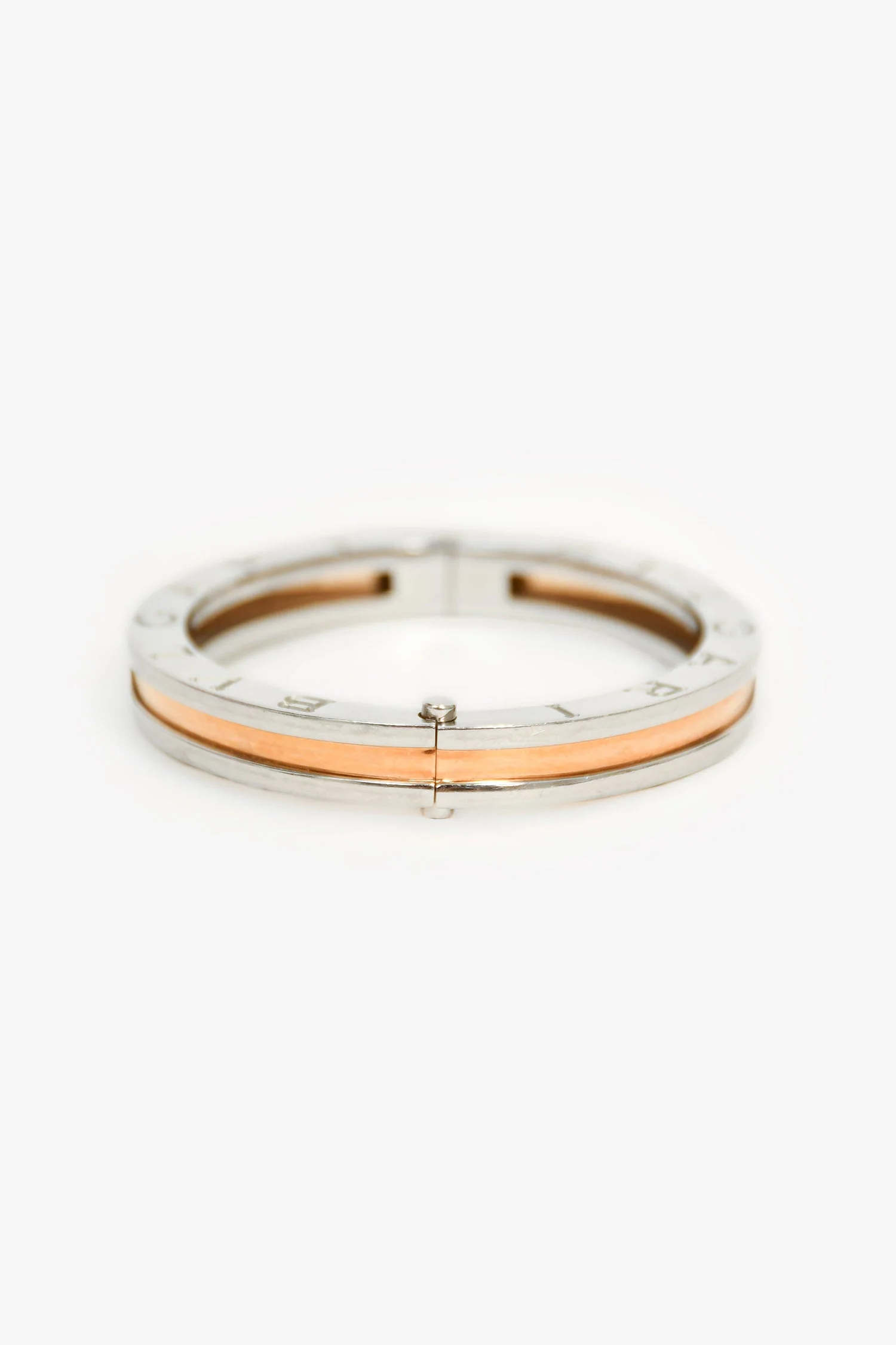 Bvlgari Stainless Steel/18K Yellow Gold B.Zero1 Bangle Bracelet - Image 4