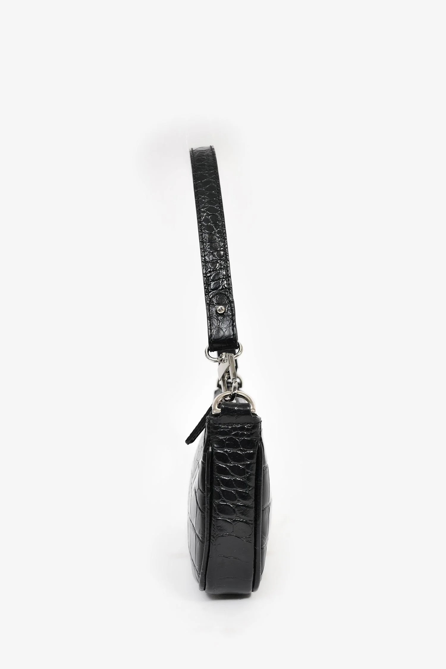 By Far Black Crocodile Embossed 'Rachel' Shoulder Bag - Image 3