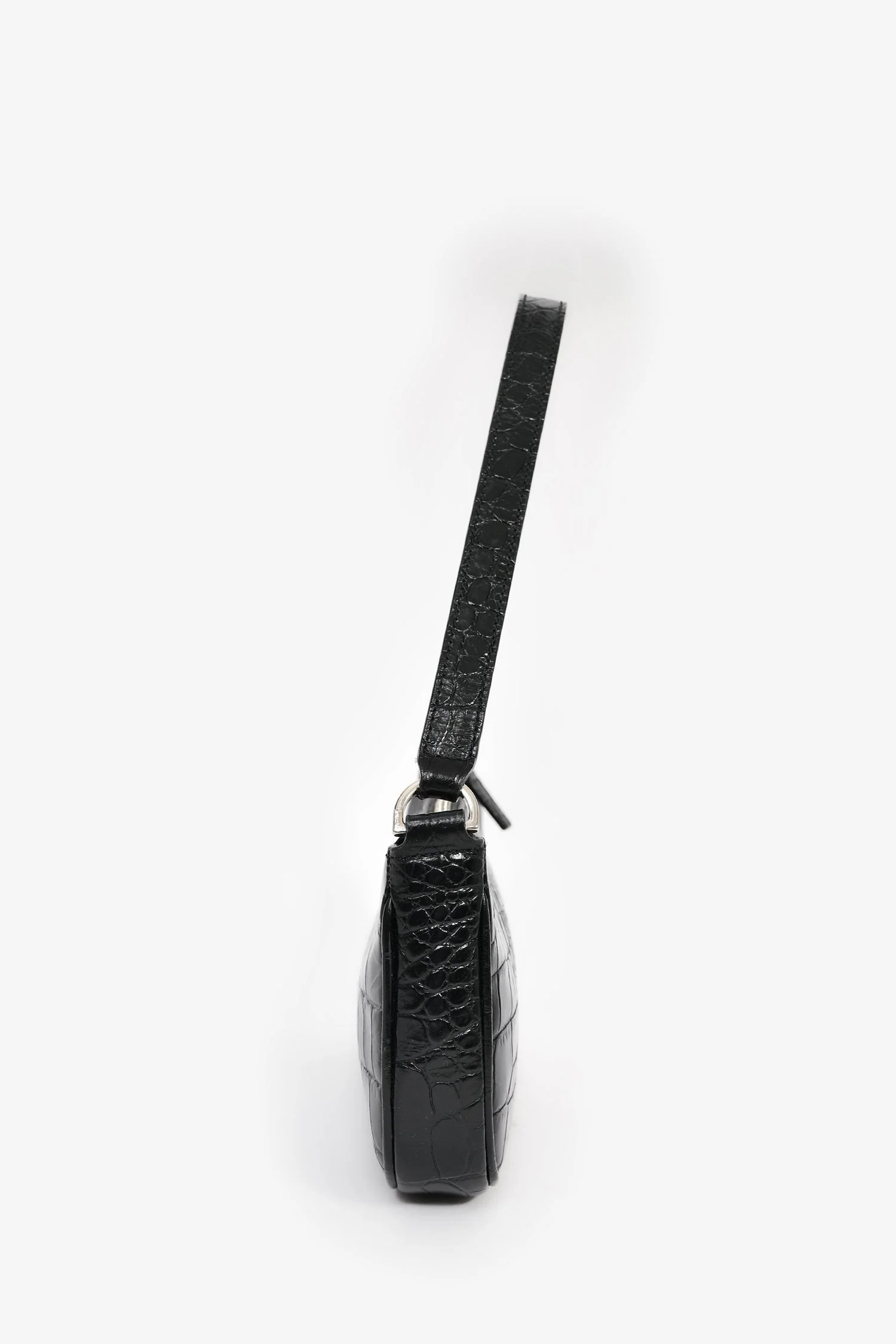 By Far Black Crocodile Embossed 'Rachel' Shoulder Bag - Image 4