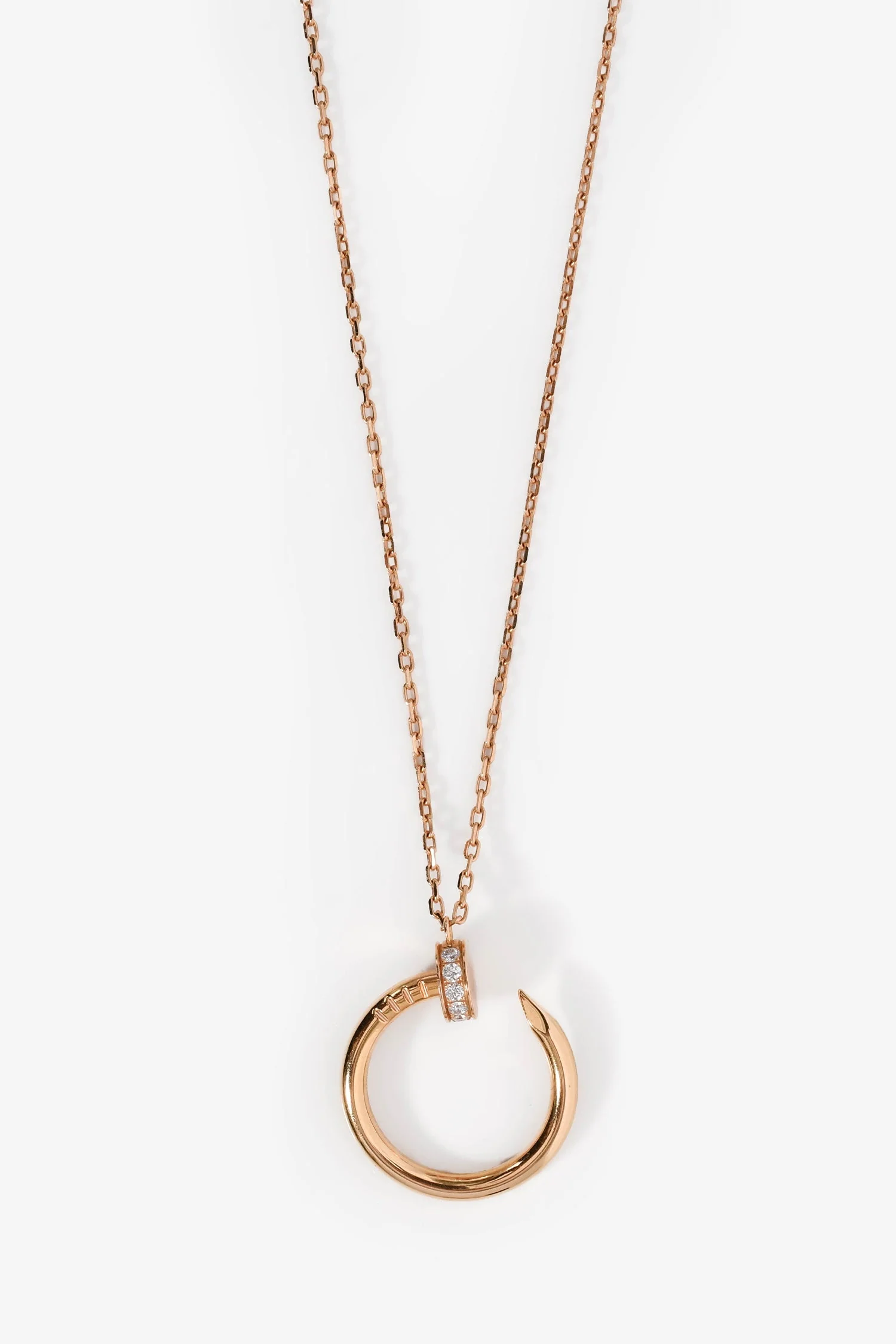 Cartier 18K Rose Gold Brilliant Diamonds Just un Clou Pendant Necklace - Image 2