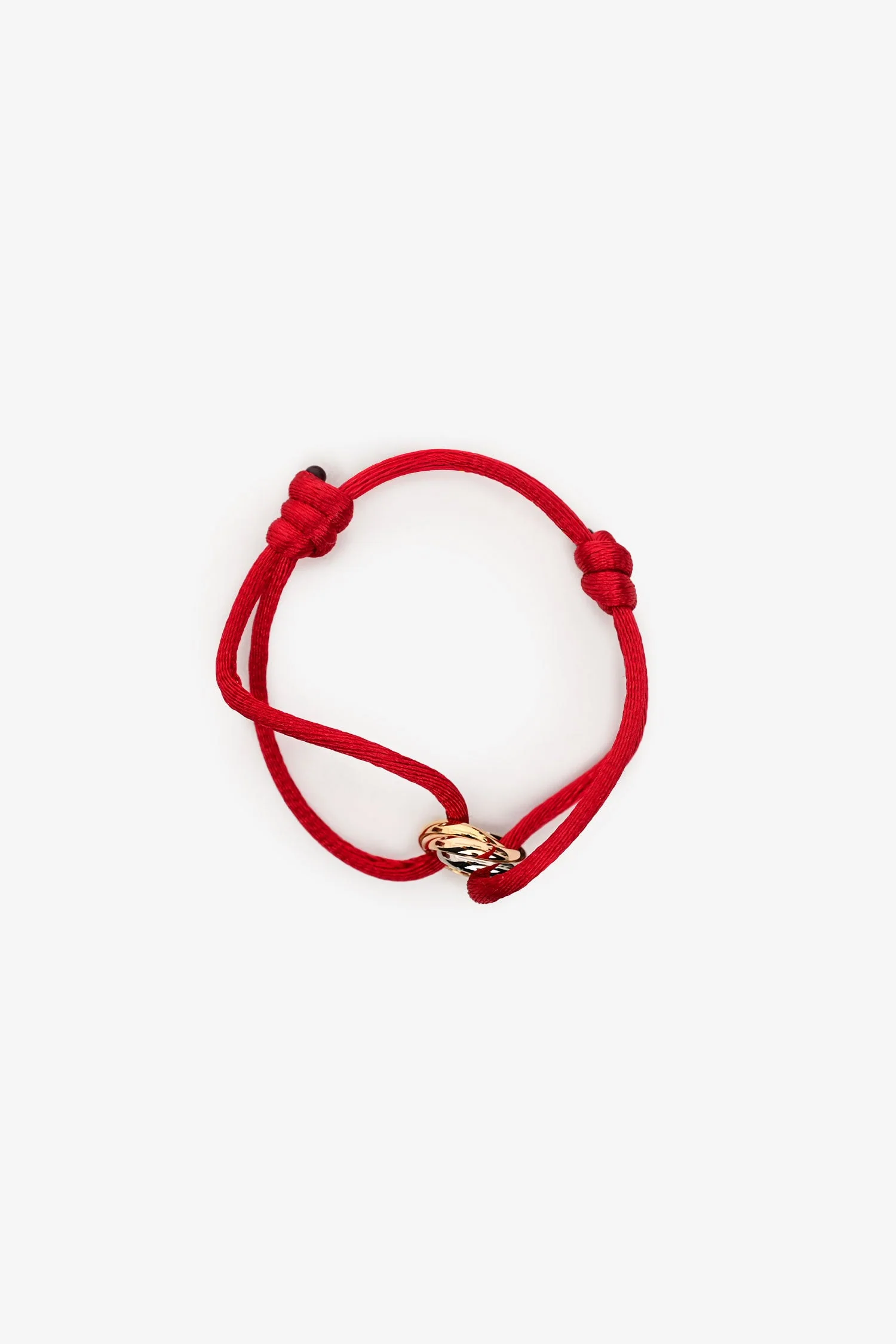 Cartier 18k Tri Tone Gold Trinity Red SilkCord Bracelet - Image 2