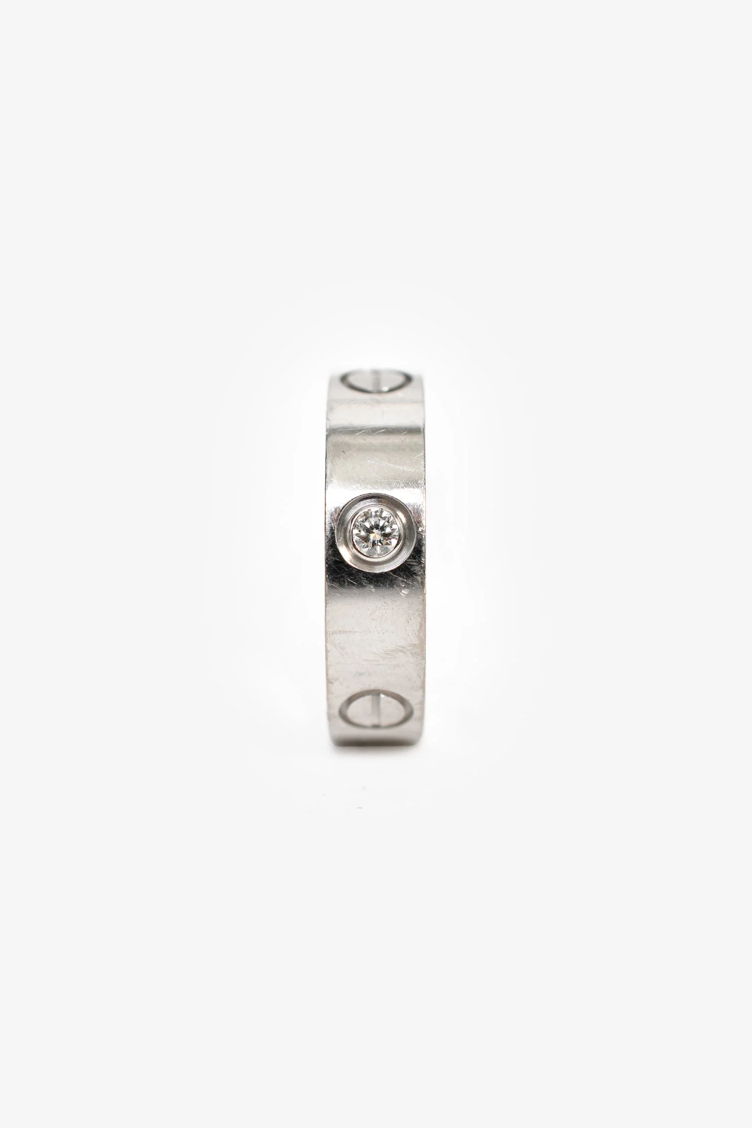 Cartier 18K White Gold/3 Diamond Love Ring Size 56 - Image 2