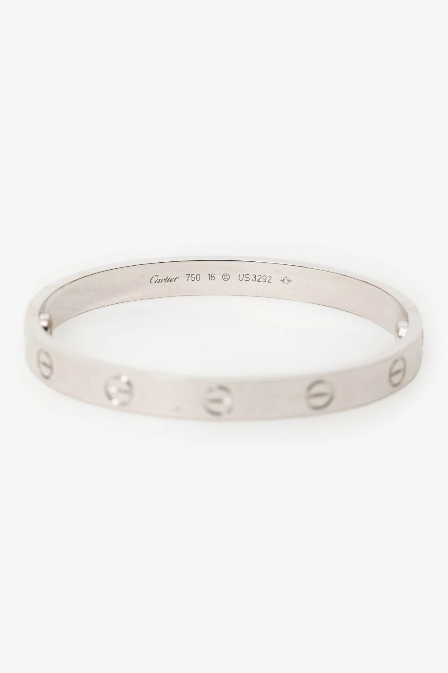 Cartier 18K White Gold Classic Model Love Bracelet Size 16 - Image 5