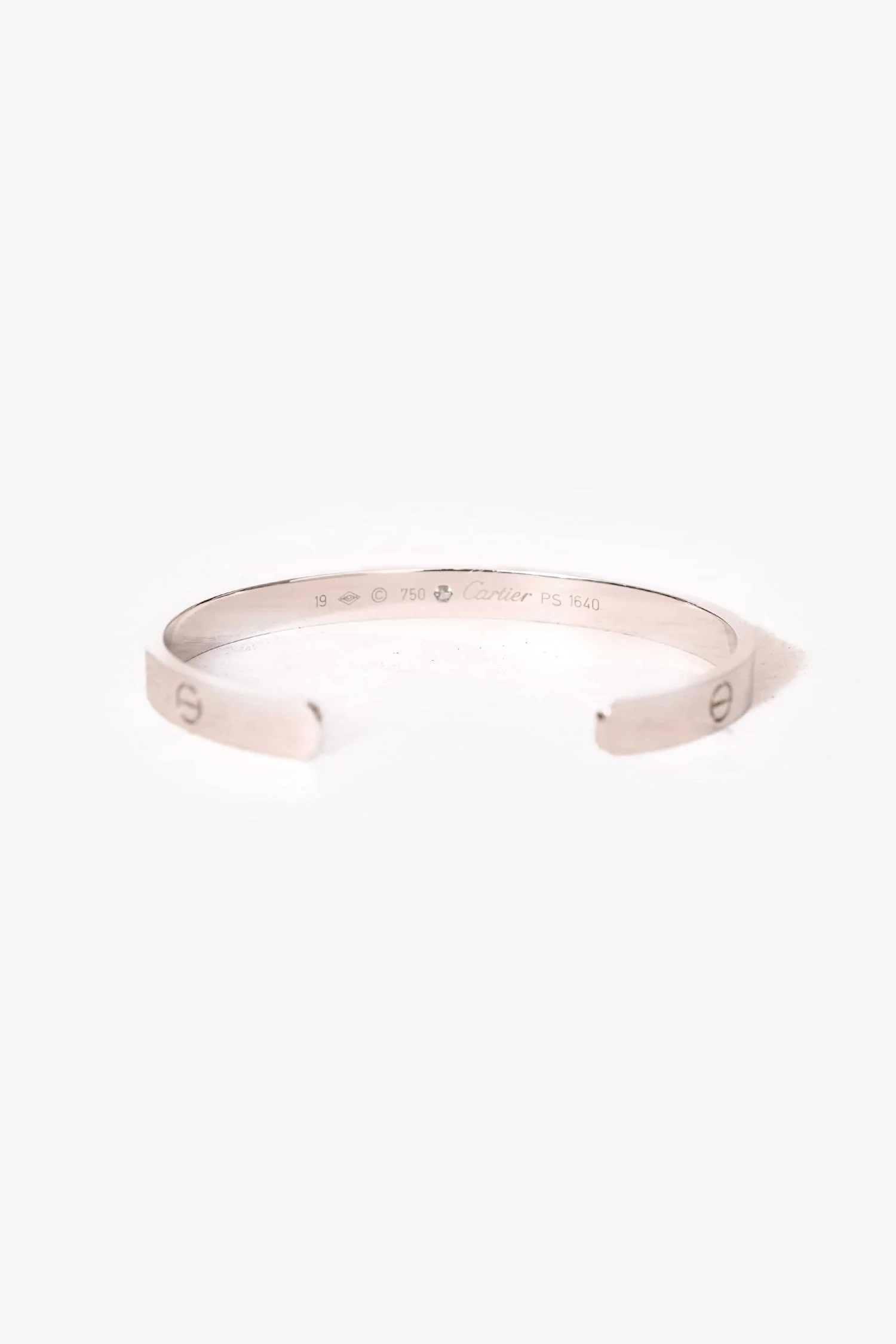 Cartier 18K White Gold Diamond Set Love Cuff Bangle Size 19 - Image 3