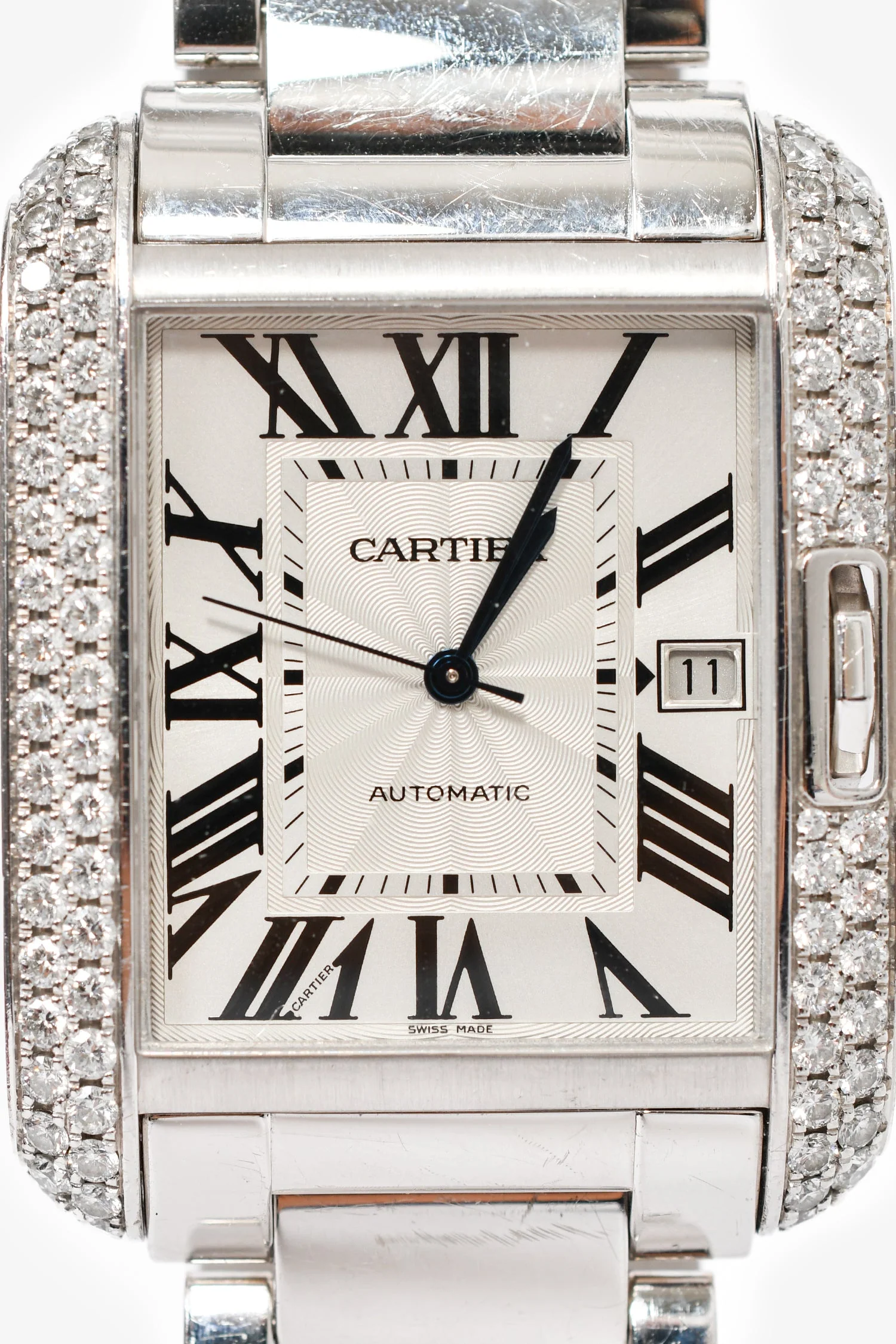 Cartier 18K White Gold Diamonds Automatic XL 'Tank Anglaise' Watch - Image 5