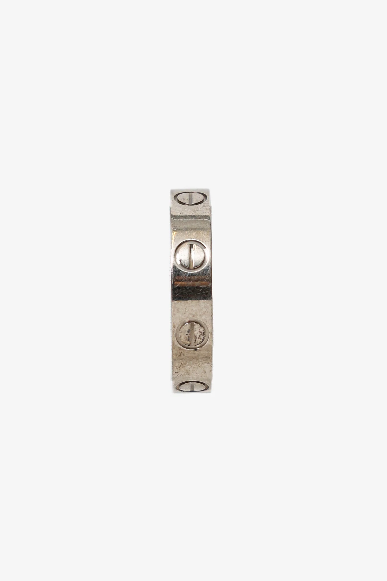 Cartier 18K White Gold Small Model LOVE Ring With Customized Engraving Size 49 - Image 2