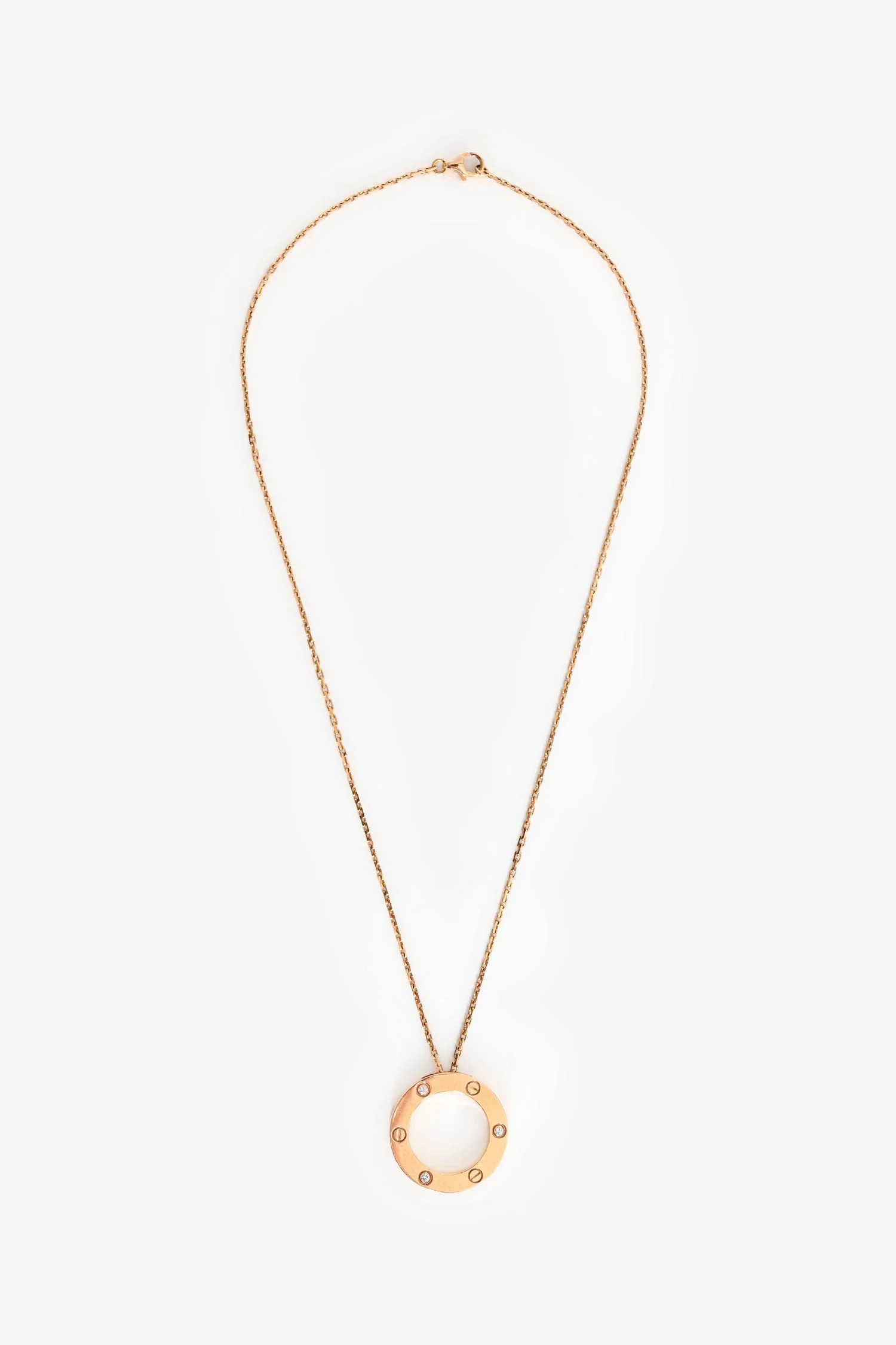 Cartier 18K Yellow Gold 3 Diamond Set Love Pendant Necklace - Image 2