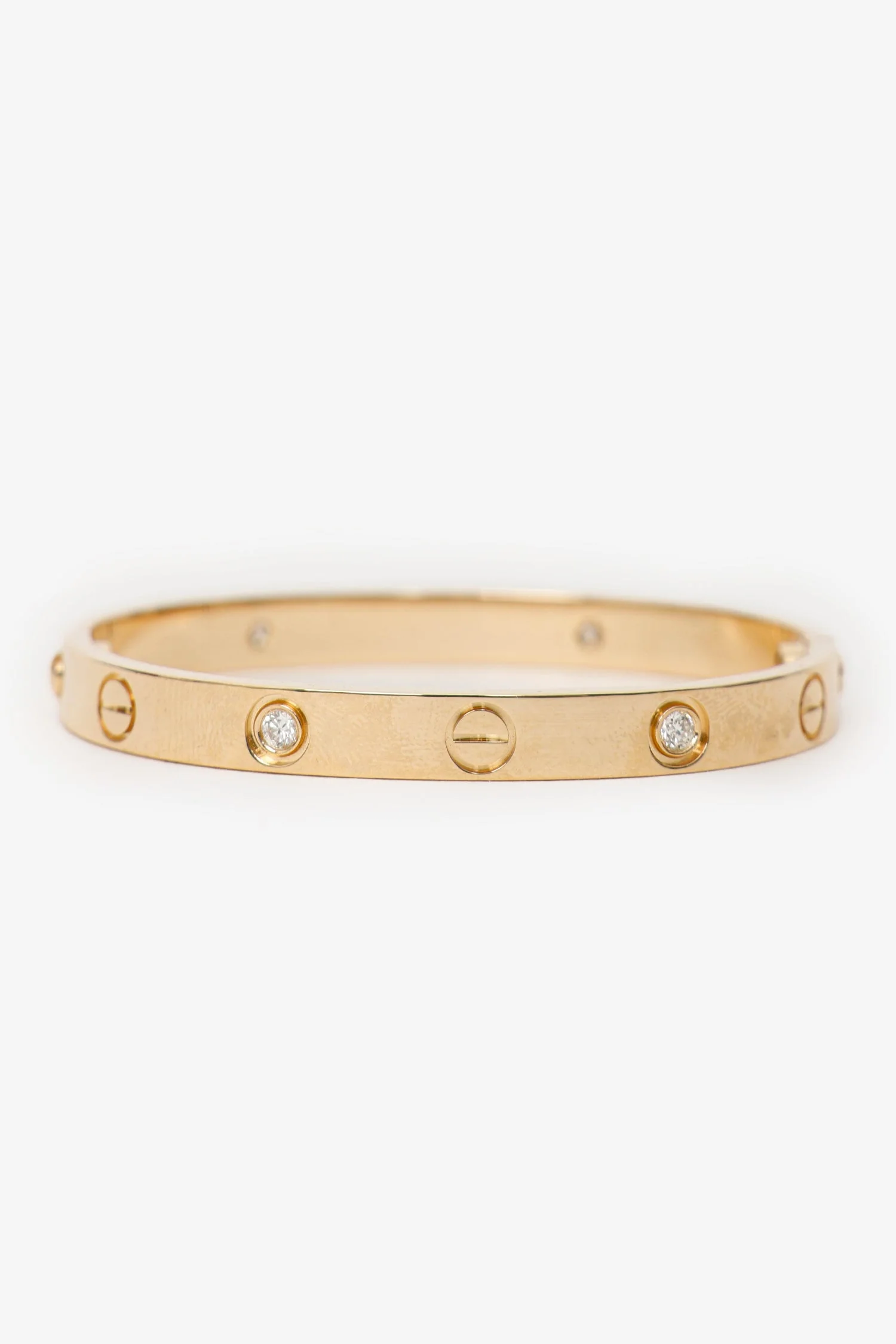 Cartier 18K Yellow Gold 4 Diamonds Medium Model Love Bracelet Size 16 - Image 3