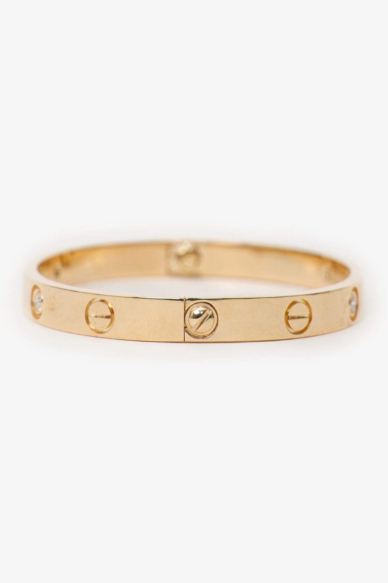 Cartier 18K Yellow Gold 4 Diamonds Medium Model Love Bracelet Size 16 - Image 4