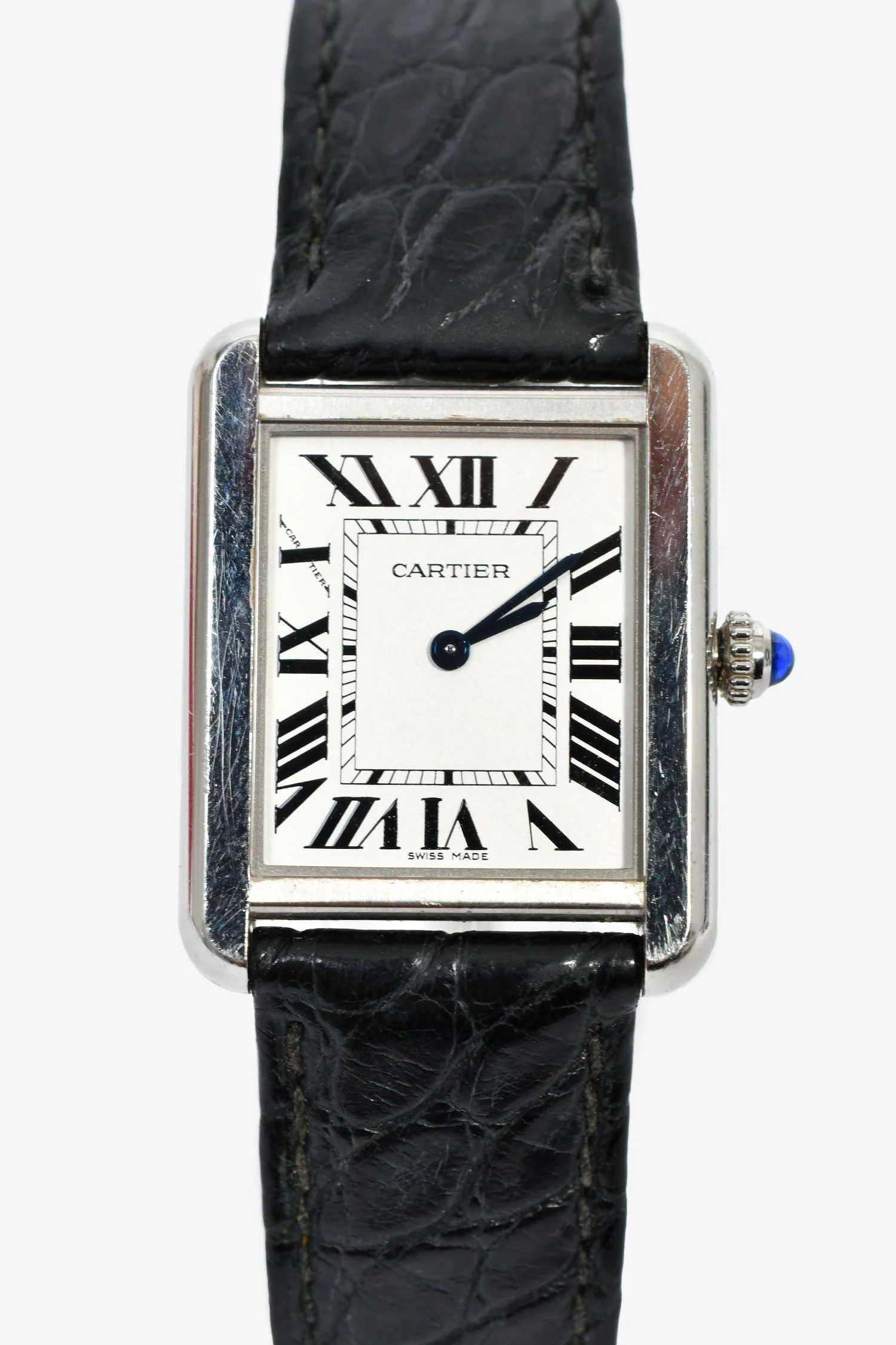 Cartier 2017 Stainless Steel 'Tank Must De Catier' Small Model Quartz Watch with Alligator Strap - Image 2