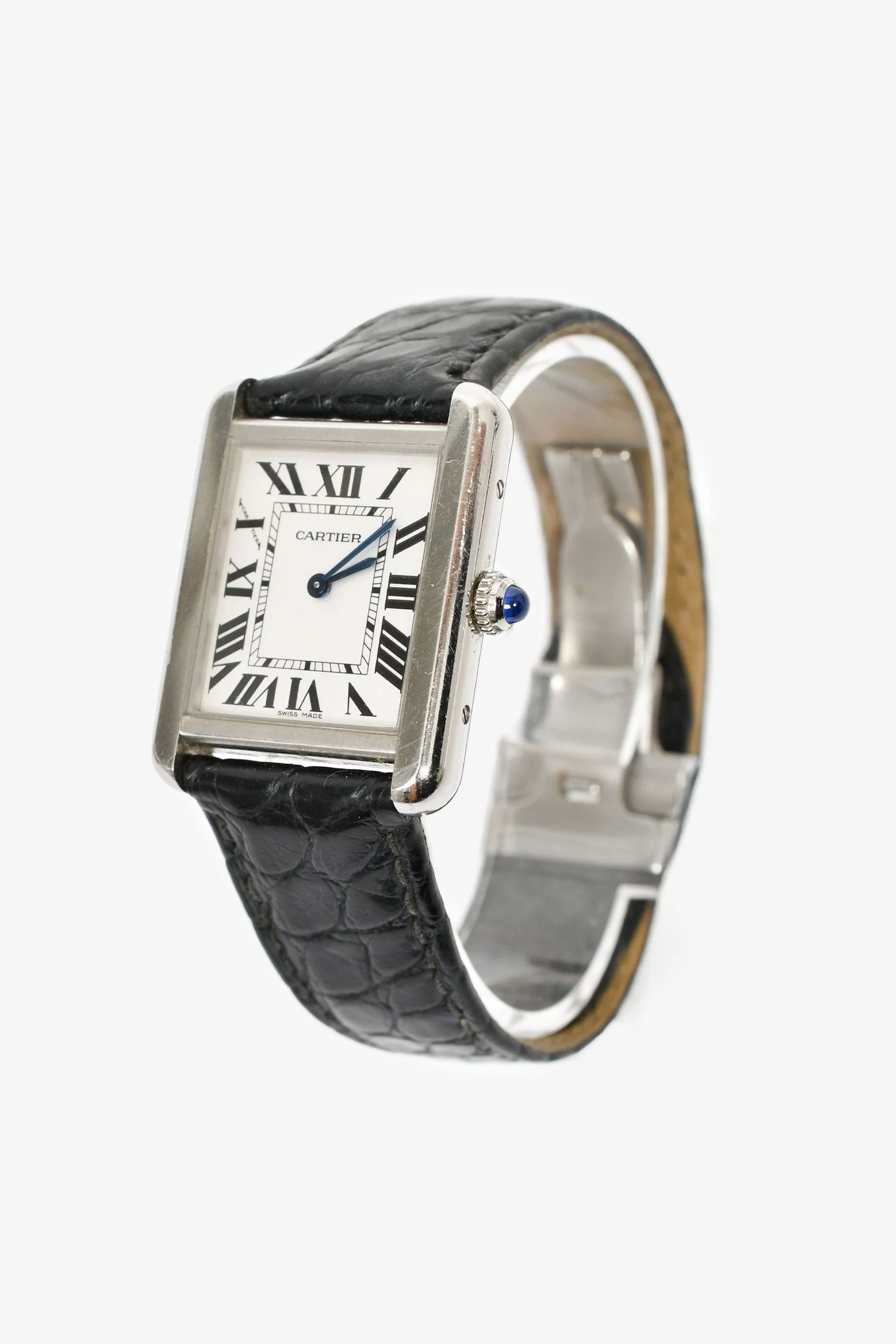 Cartier 2017 Stainless Steel 'Tank Must De Catier' Small Model Quartz Watch with Alligator Strap - Image 3
