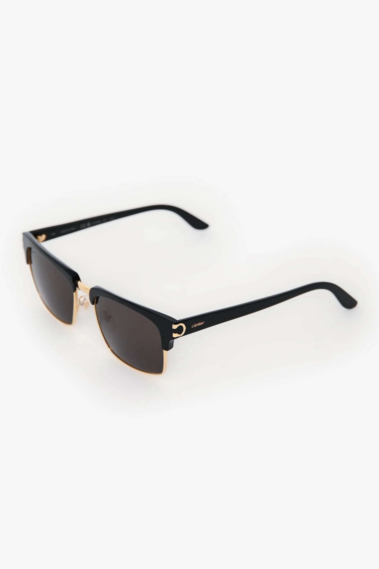Cartier Black/Gold Browline Square C De Pilot Tinted Sunglasses - Image 2