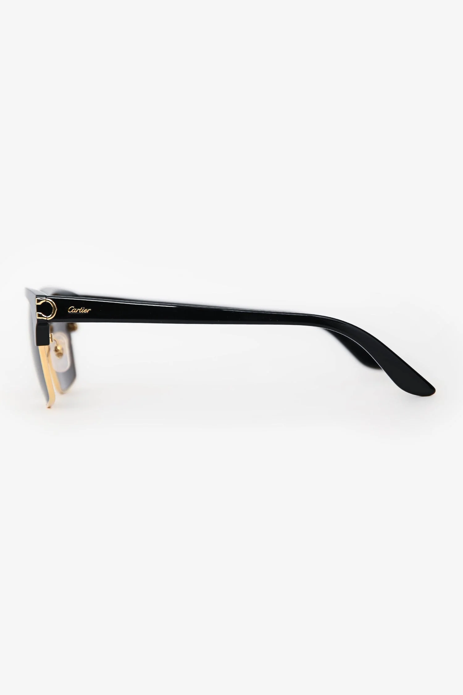 Cartier Black/Gold Browline Square C De Pilot Tinted Sunglasses - Image 3