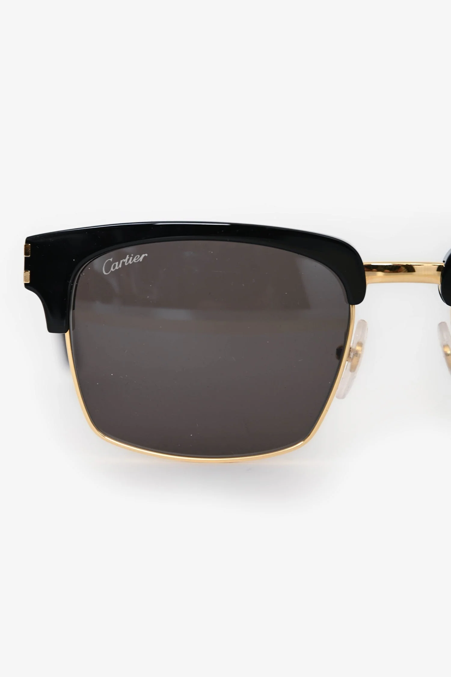Cartier Black/Gold Browline Square C De Pilot Tinted Sunglasses - Image 4
