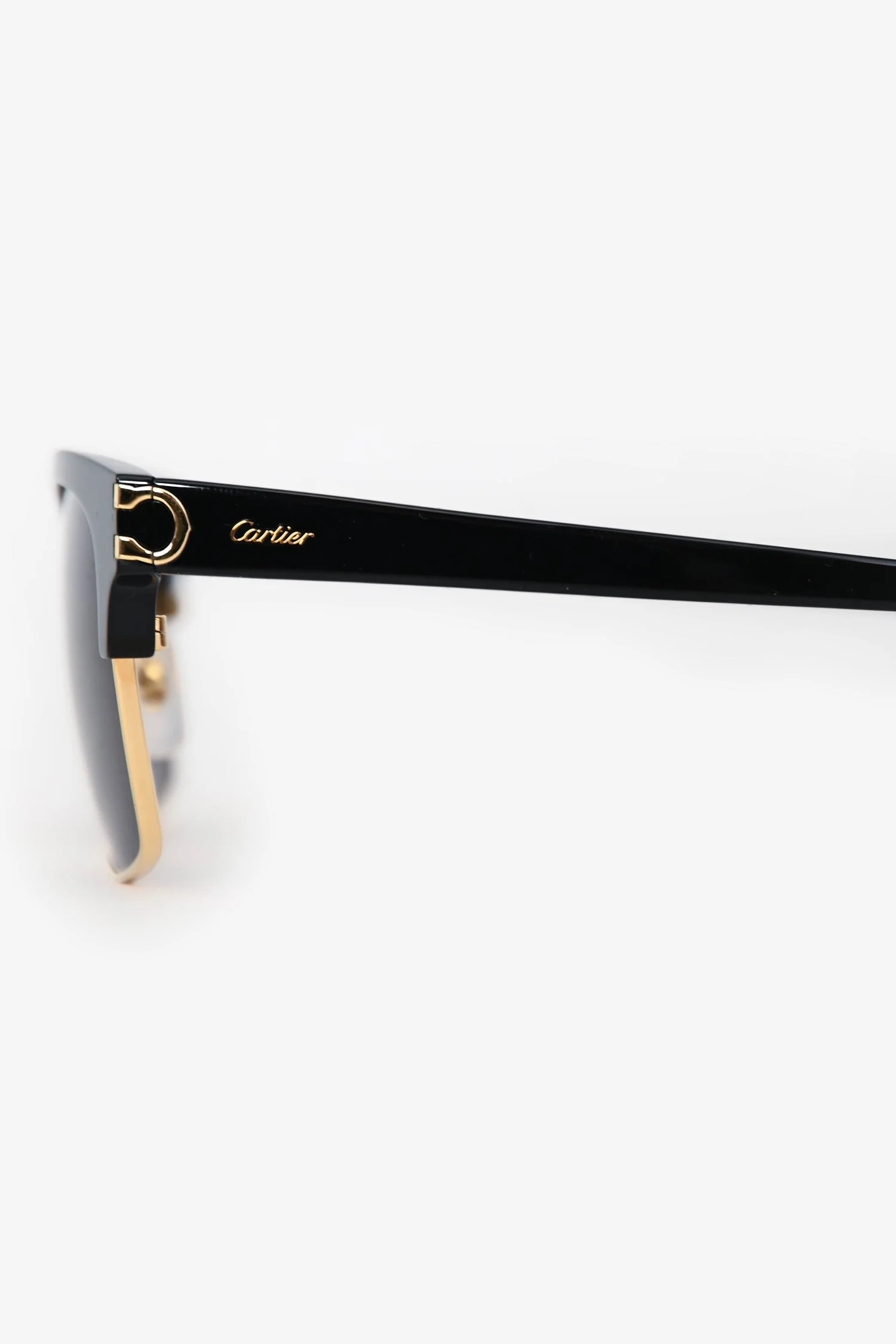 Cartier Black/Gold Browline Square C De Pilot Tinted Sunglasses - Image 5