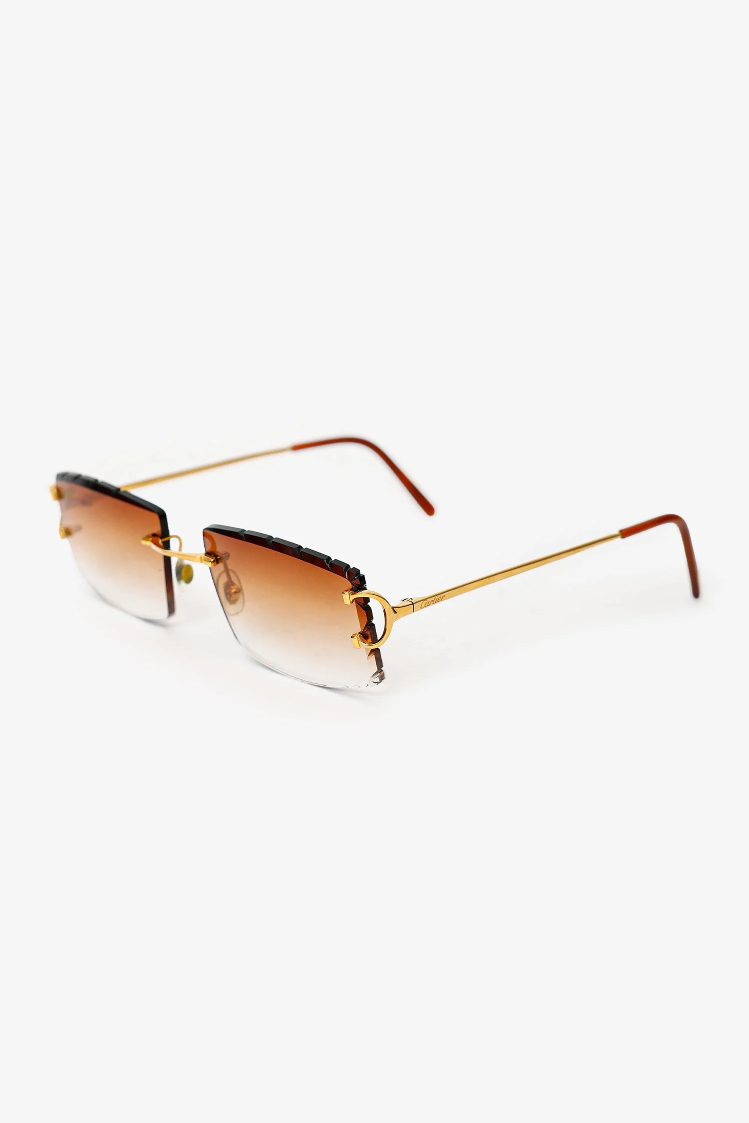 Cartier Gold Frame CT02870 Rimless Diamond Cut C De Sunglasses - Image 2