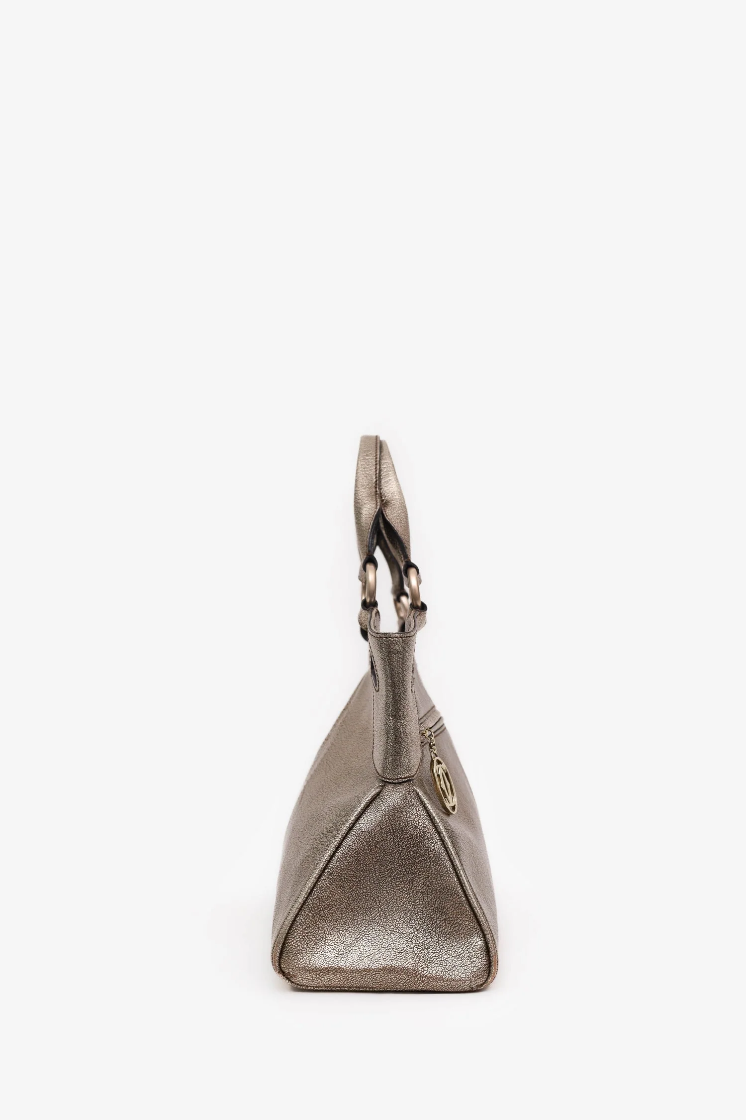 Cartier Silver Metallic Leather 'Marcello' De Cartier Shoulder Bag - Image 3