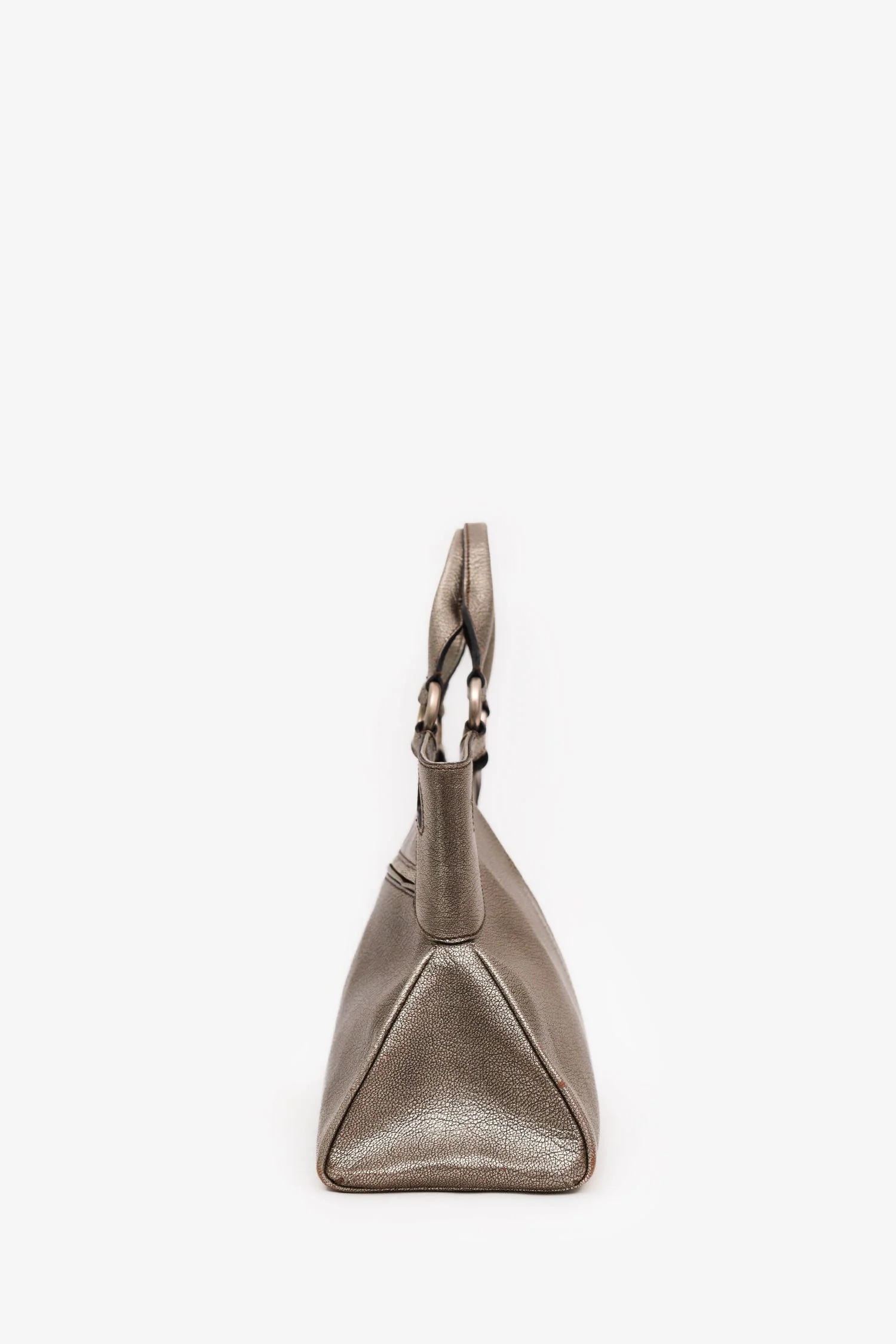 Cartier Silver Metallic Leather 'Marcello' De Cartier Shoulder Bag - Image 4