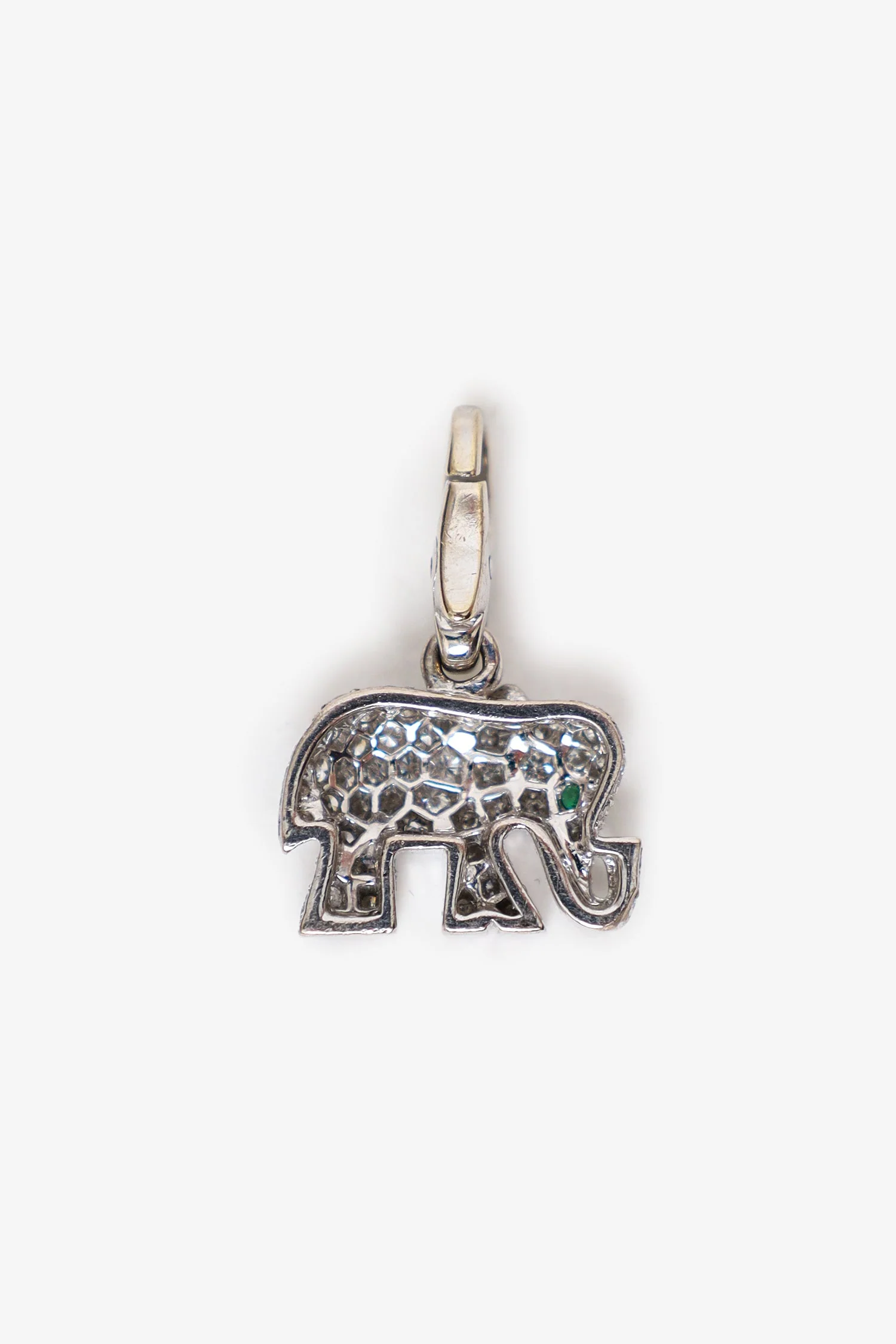 Cartier Vintage 18K White Gold Rhodium Plated 0.08 cwt Round Emerald Charm - Image 3