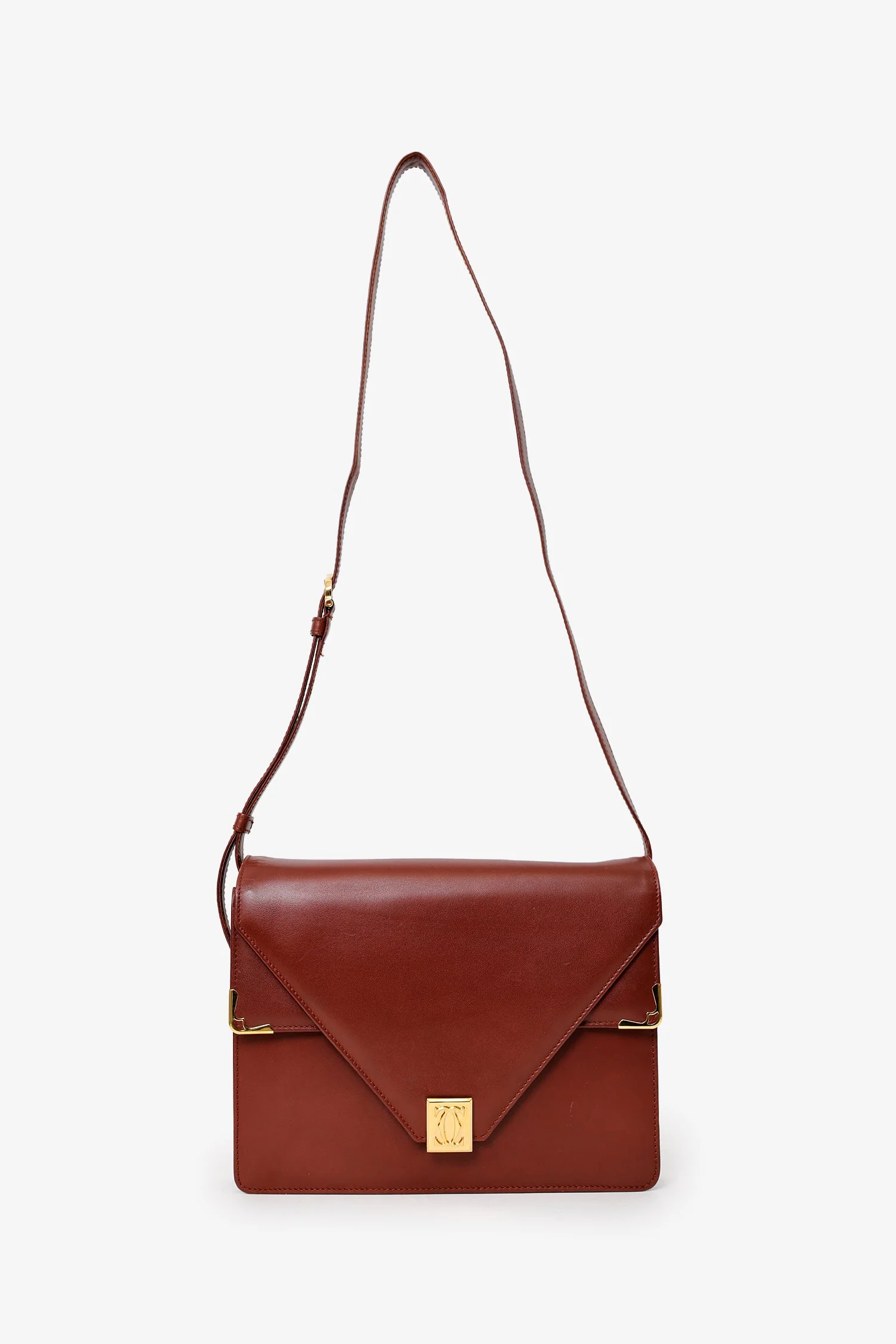 Cartier Vintage Burgundy Leather Envolope Must de Cartier Shoulder Bag - Image 6