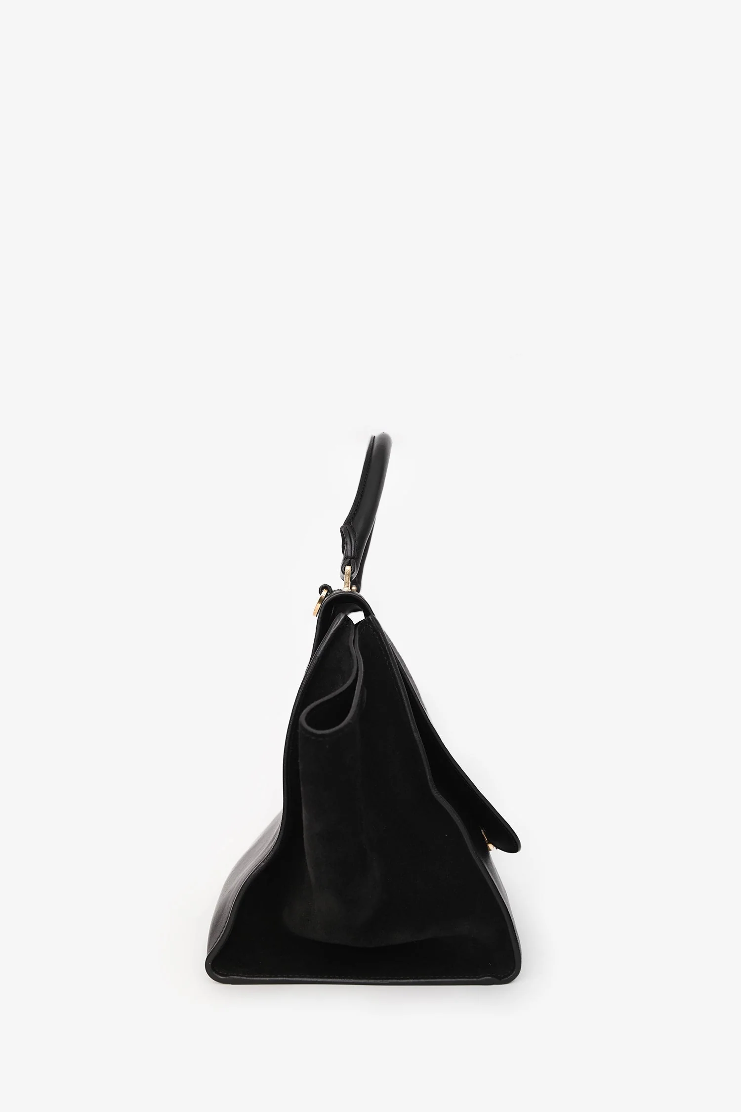 Celine 2011 Black Croc Embossed Leather Medium Trapeze Shoulder Bag - Image 3