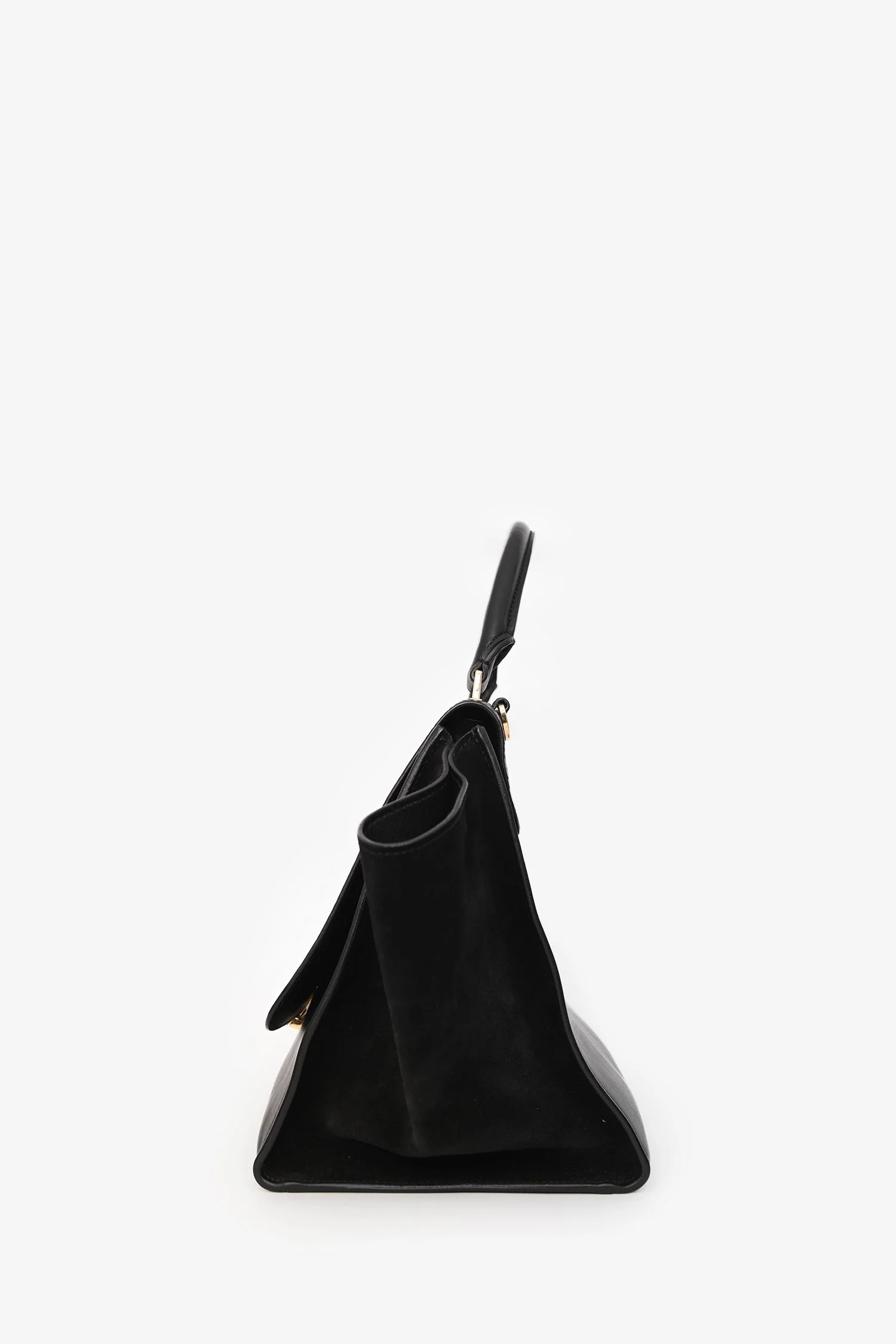 Celine 2011 Black Croc Embossed Leather Medium Trapeze Shoulder Bag - Image 4
