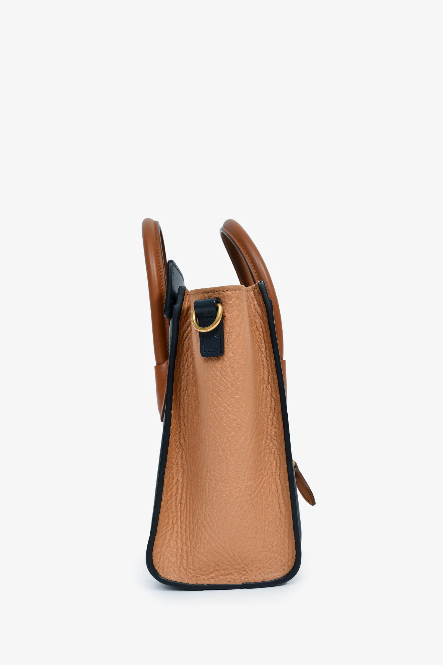 Celine 2015 Cream/Brown/Navy Blue Leather Tricolour Nano Luggage Tote - Image 3