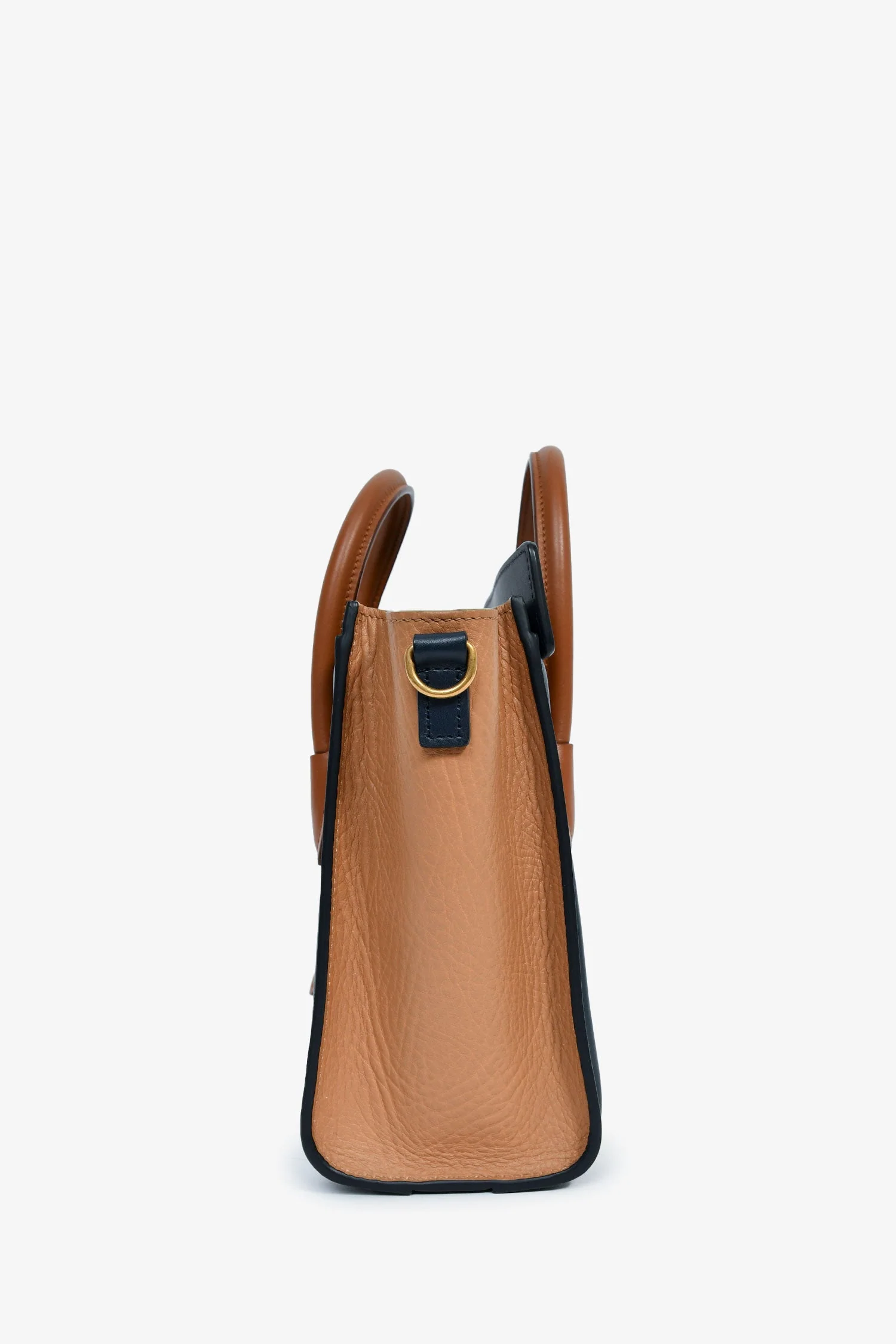 Celine 2015 Cream/Brown/Navy Blue Leather Tricolour Nano Luggage Tote - Image 4