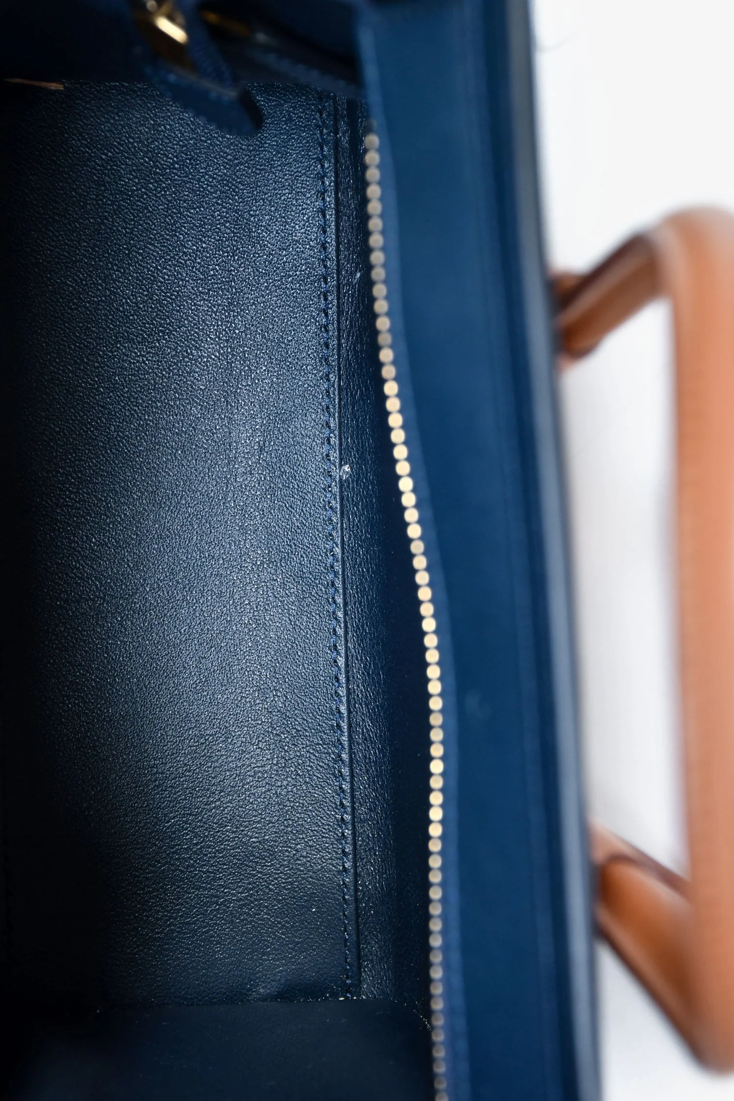 Celine 2015 Cream/Brown/Navy Blue Leather Tricolour Nano Luggage Tote - Image 6