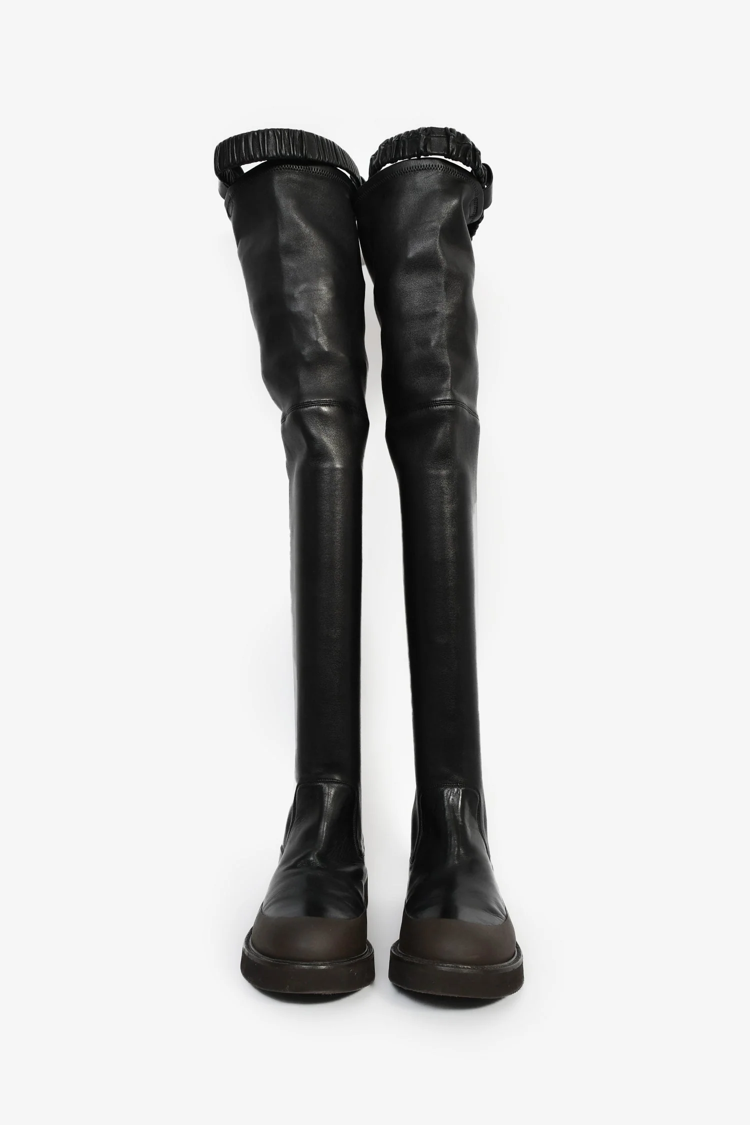 Celine 2017 Black Leather 'Country' Over-The-Knee Boots Size 37 - Image 3