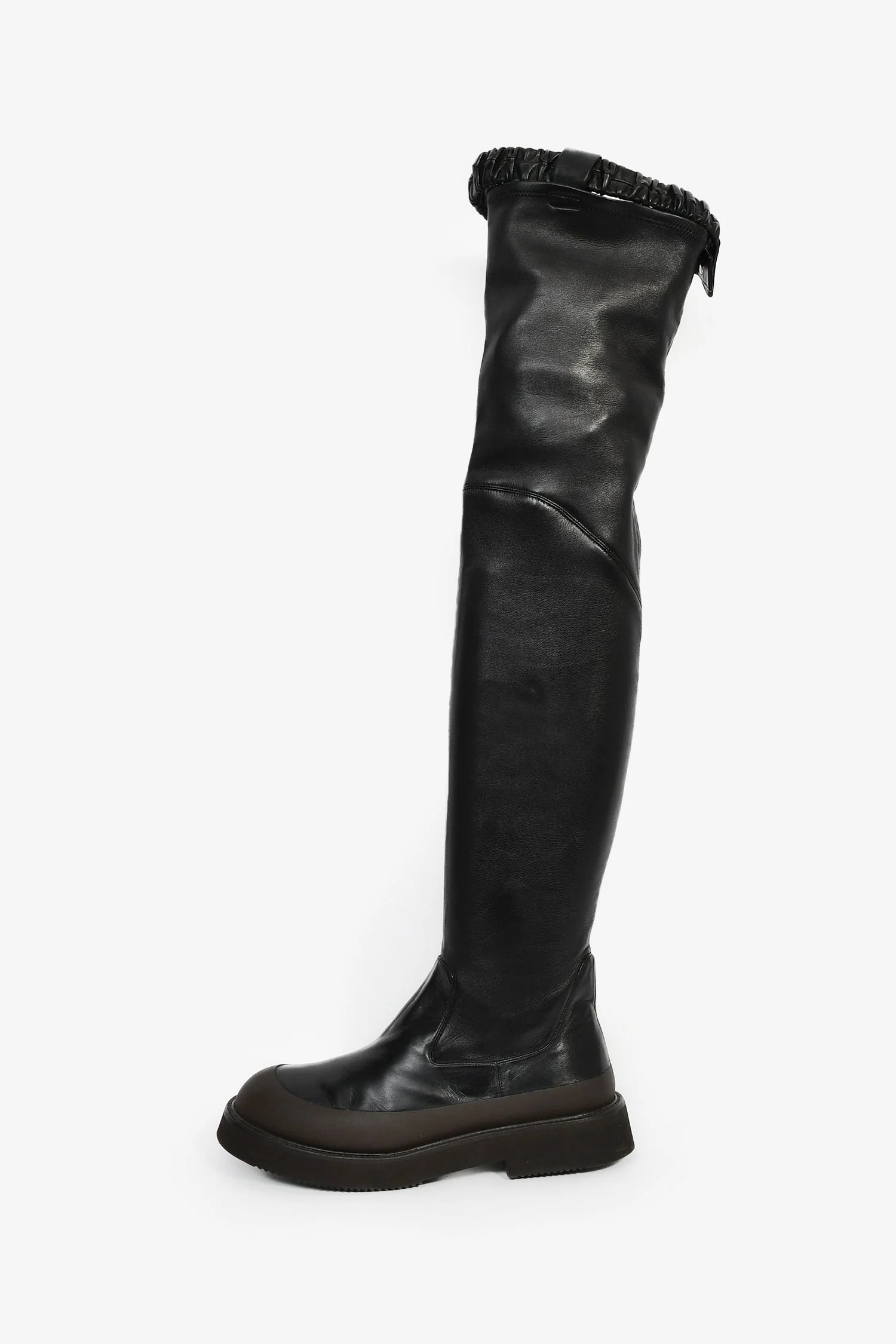 Celine 2017 Black Leather 'Country' Over-The-Knee Boots Size 37 - Image 4